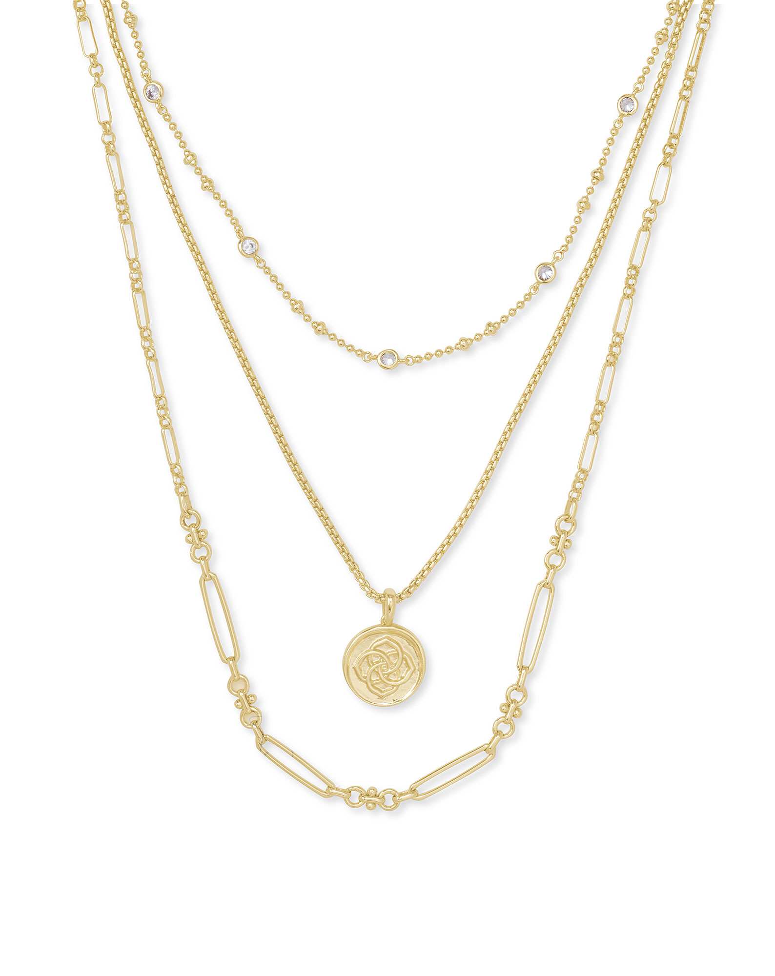 Medallion Coin Multi Strand Necklace in Gold