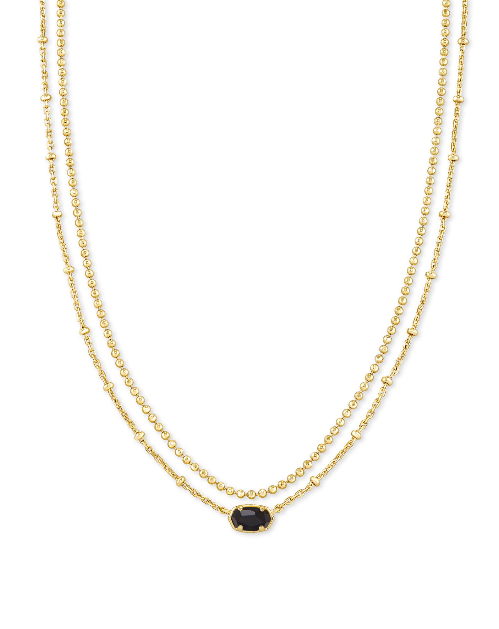 Emilie Gold Multi Strand Necklace in Black Obsidian
