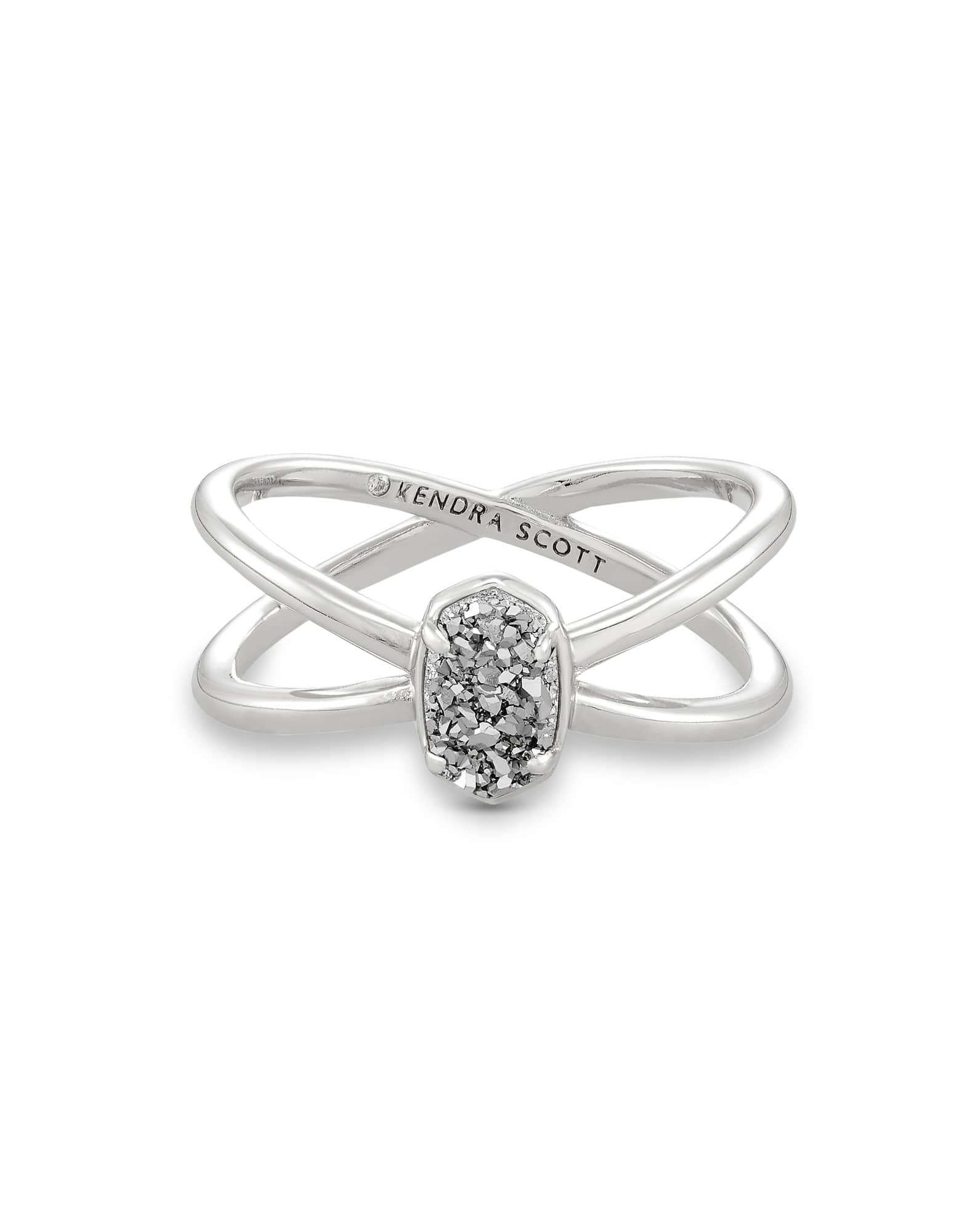 Emilie Silver Double Band Ring in Platinum Drusy