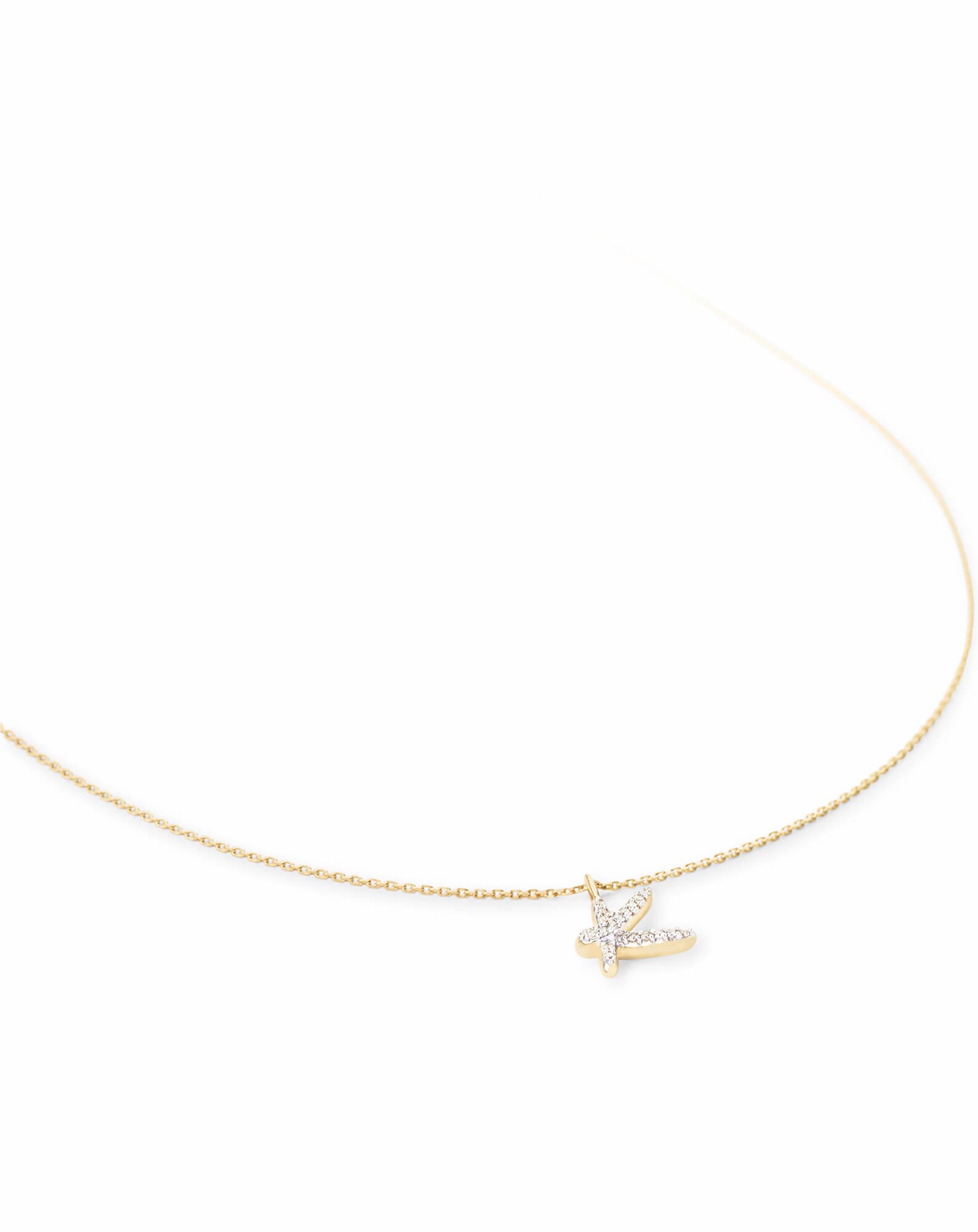 Diamond Letter K Pendant Necklace in 14k Yellow Gold