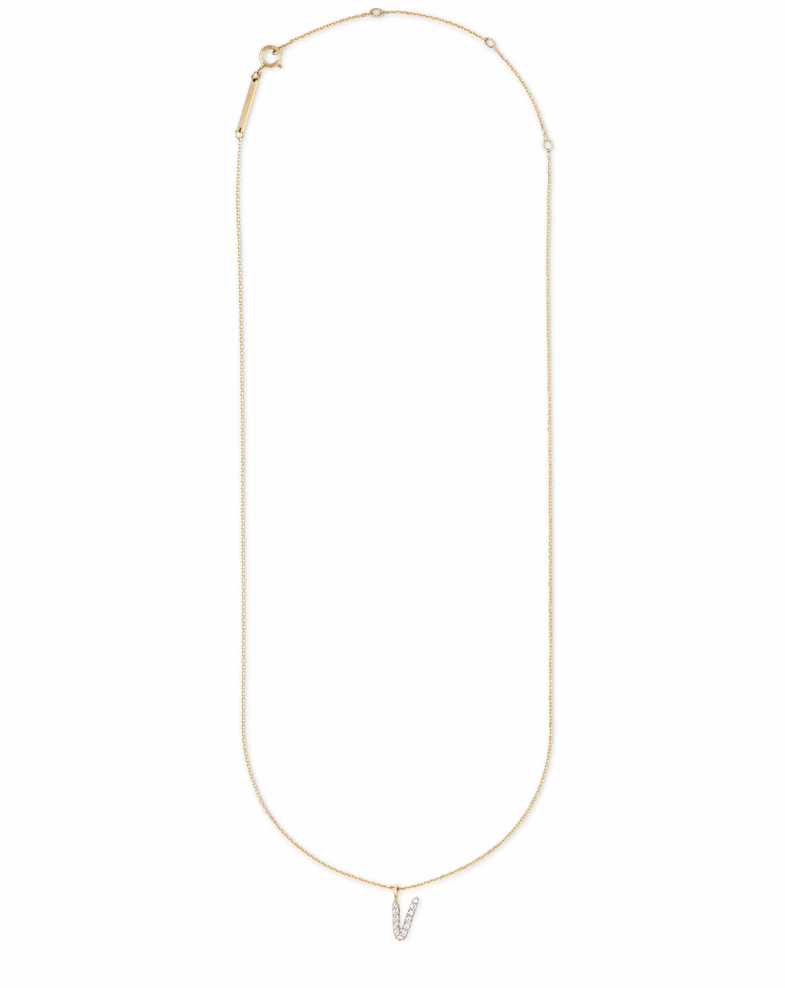 Diamond Letter V Pendant Necklace in 14k Yellow Gold