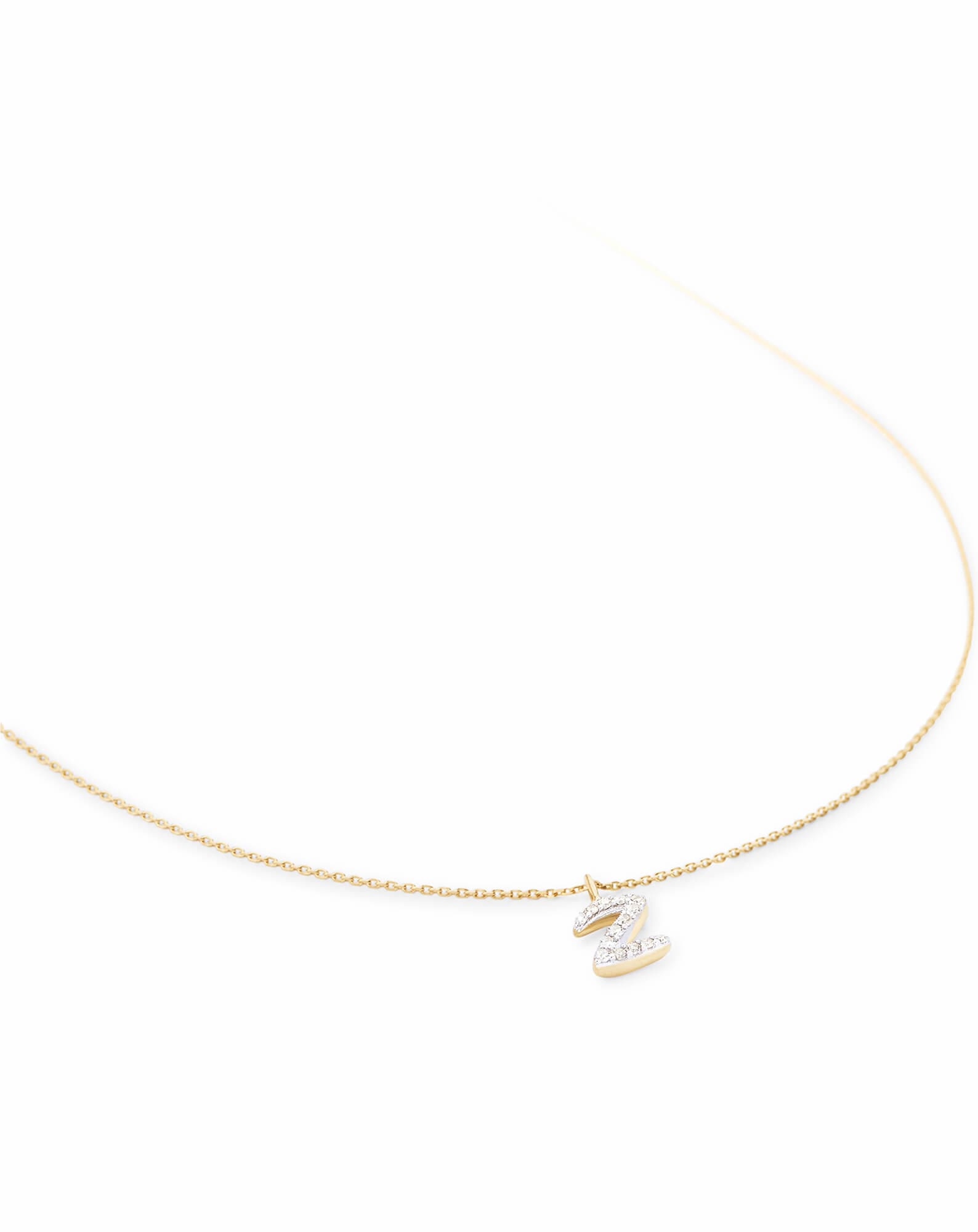 Diamond Letter Z Pendant Necklace in 14k Yellow Gold