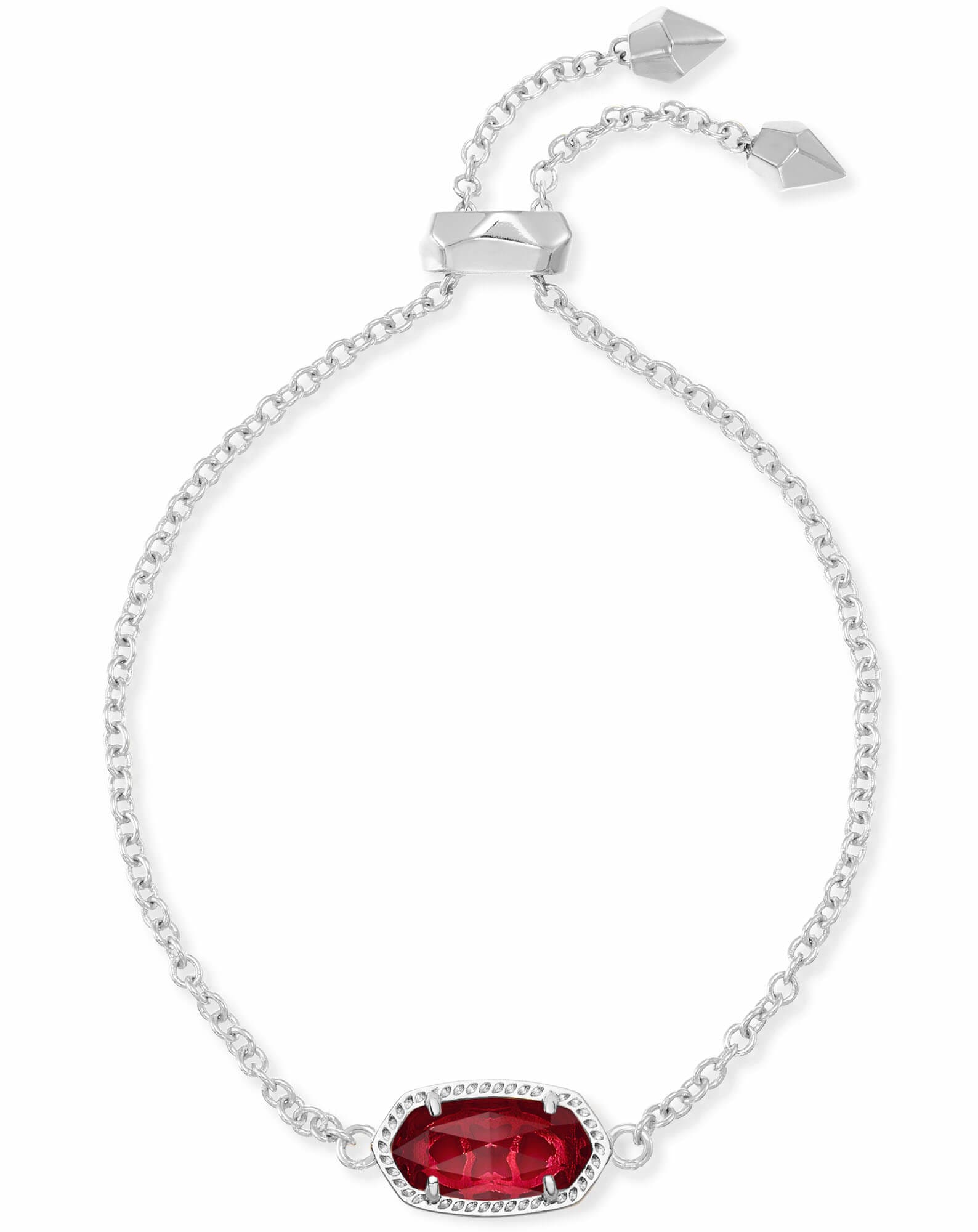 Elaina Silver Adjustable Chain Bracelet in Berry Glass