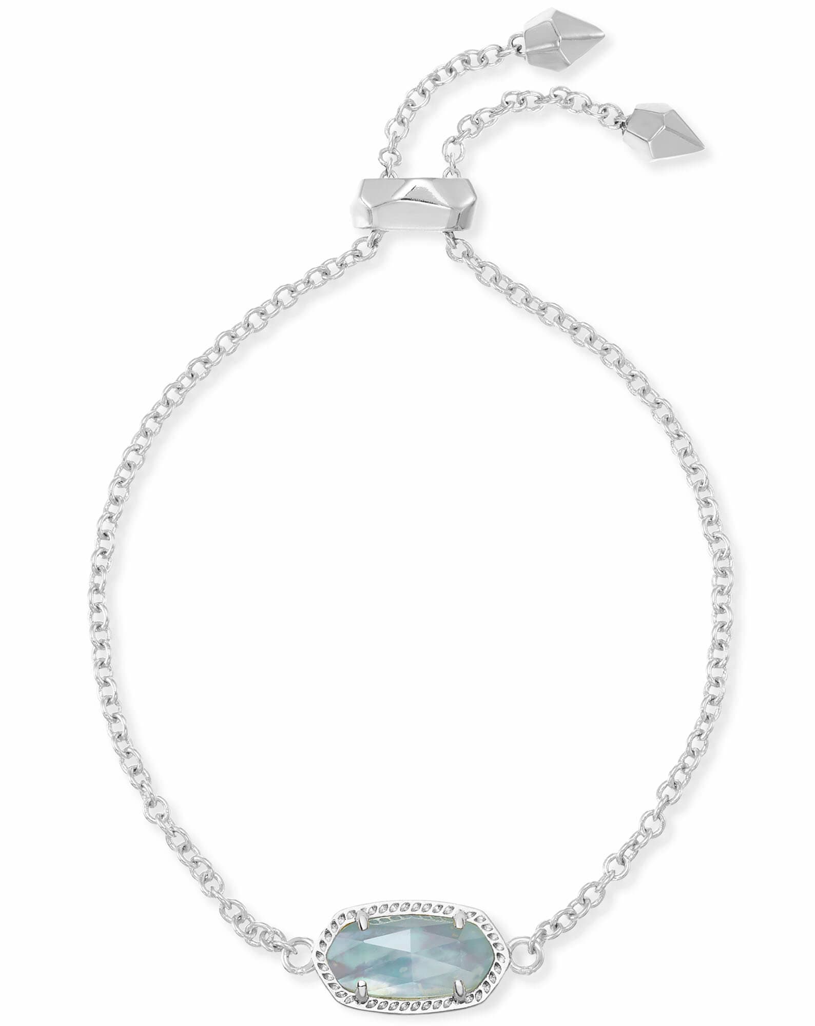 Elaina Silver Adjustable Chain Bracelet in Light Blue Illusion