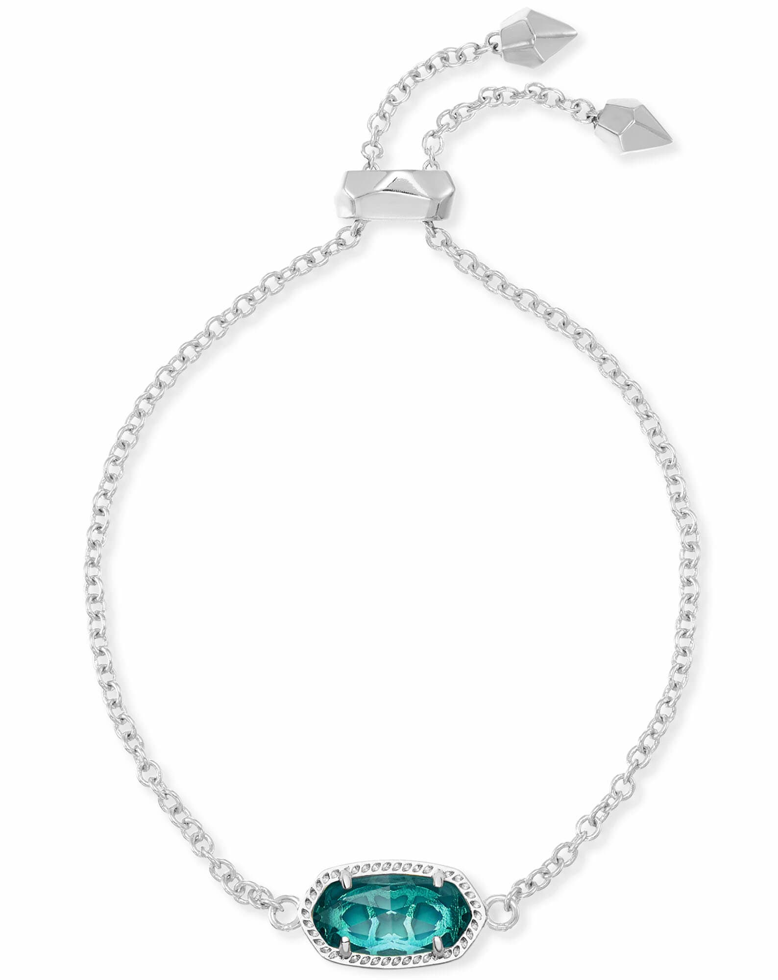 Elaina Silver Adjustable Chain Bracelet in London Blue Glass