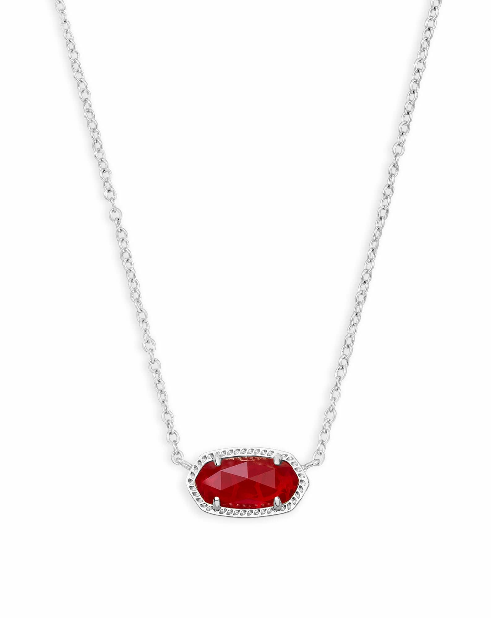 Elisa Silver Pendant Necklace in Ruby Red