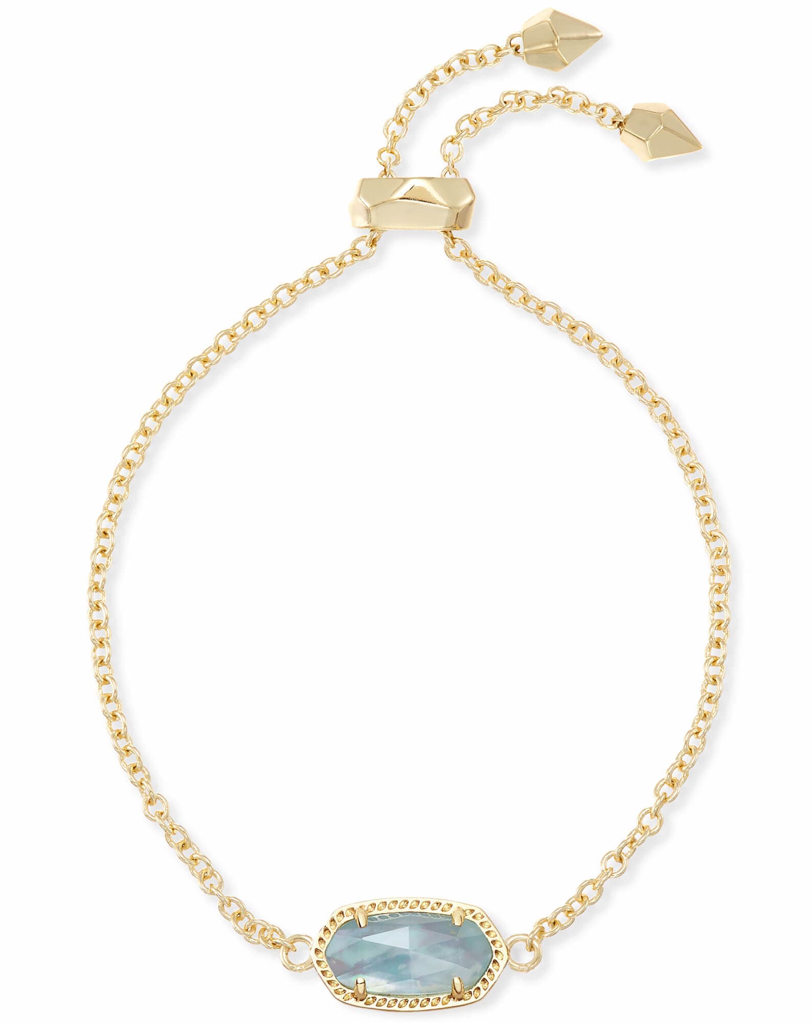 Elaina Gold Adjustable Chain Bracelet in Light Blue Illusion