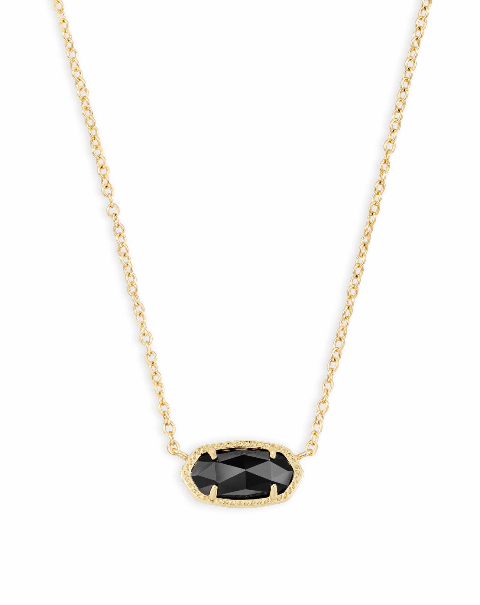 Elisa Gold Pendant Necklace in Black Opaque Glass