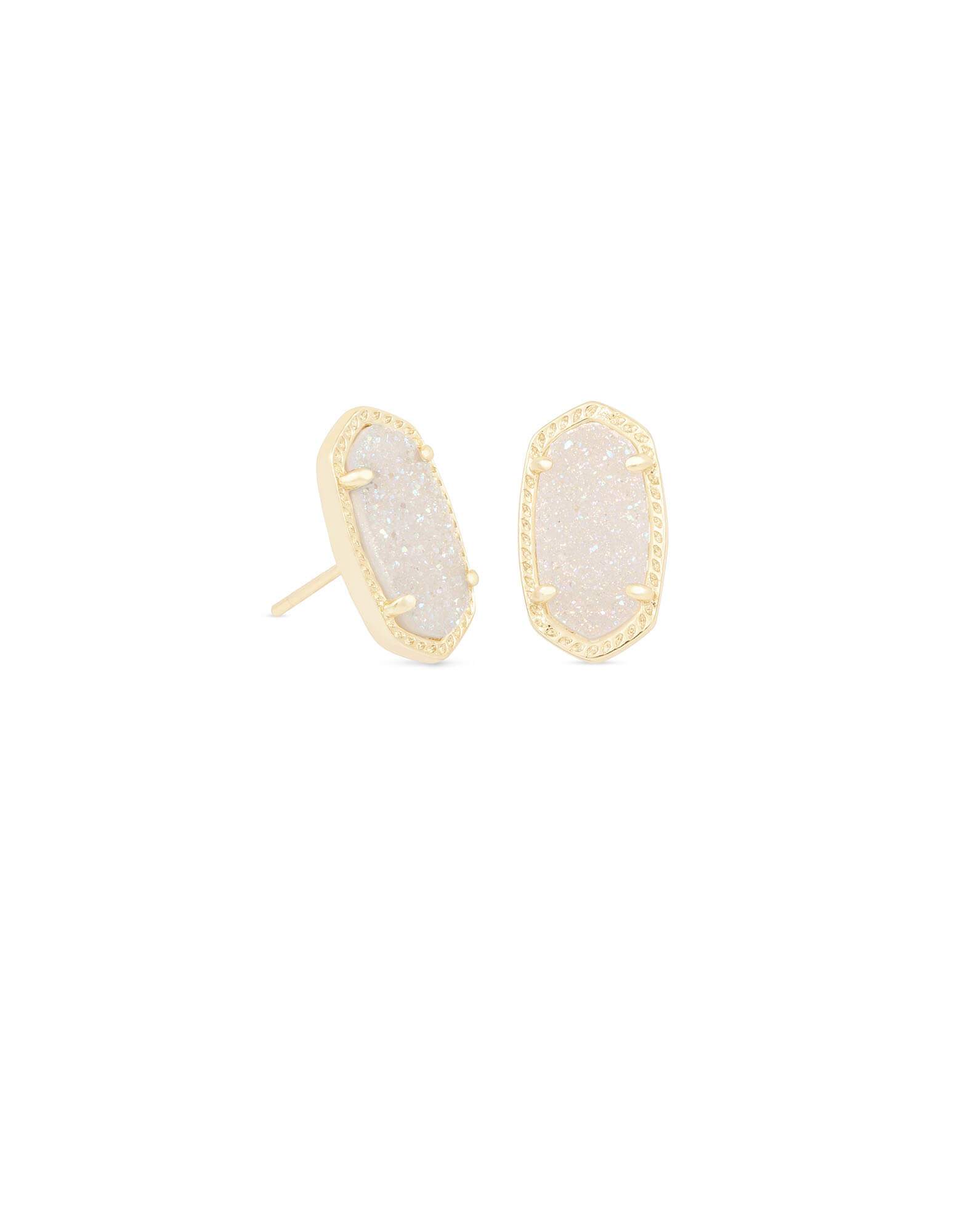 Ellie Gold Stud Earrings in Iridescent Drusy