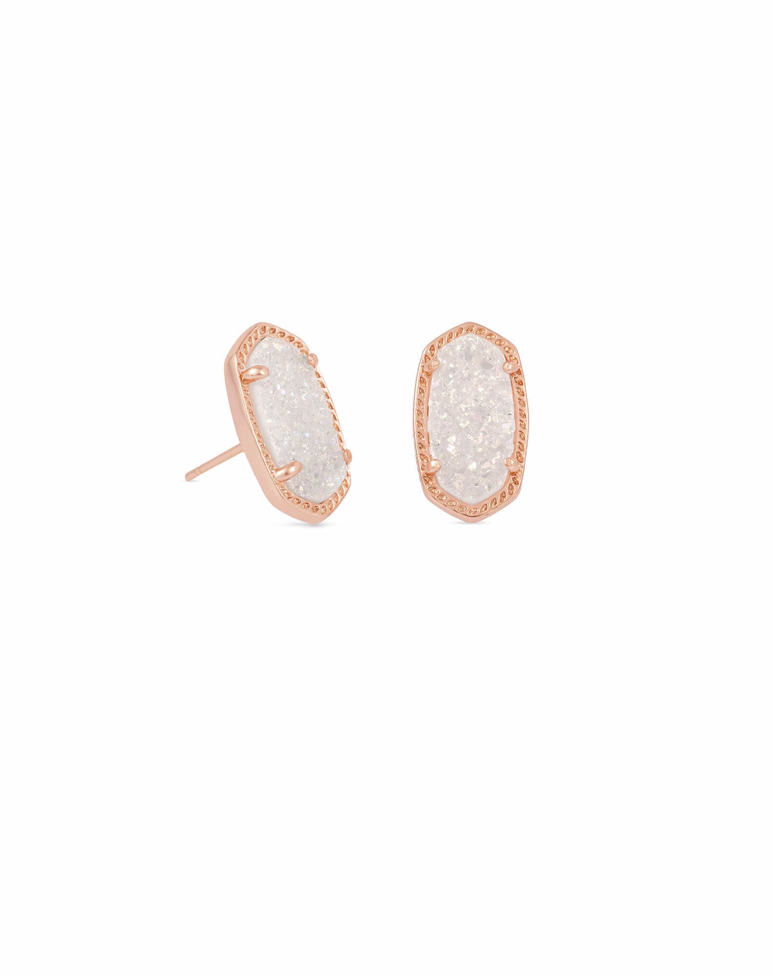 Ellie Rose Gold Stud Earrings in Iridescent Drusy