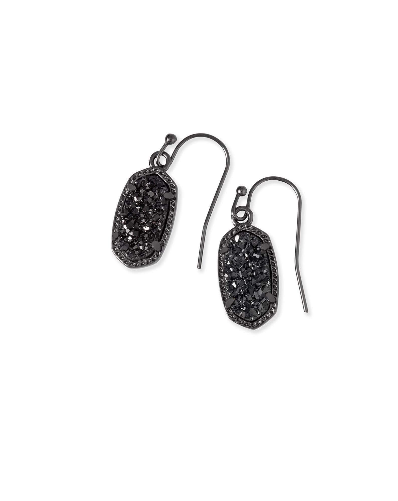 Lee Gunmetal Drop Earrings in Black Drusy