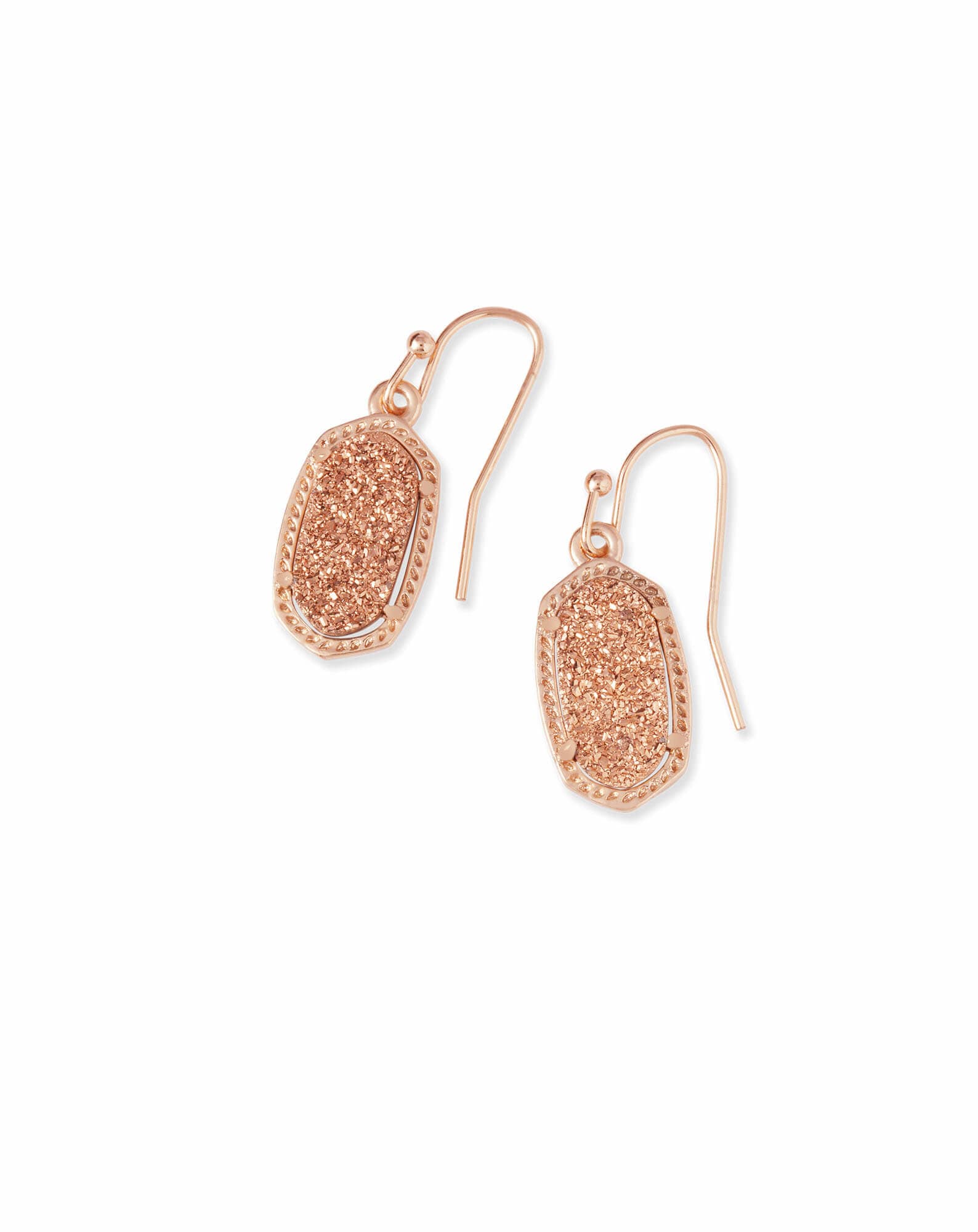 Lee Rose Gold Drop Earrings in Rose Gold Drusy