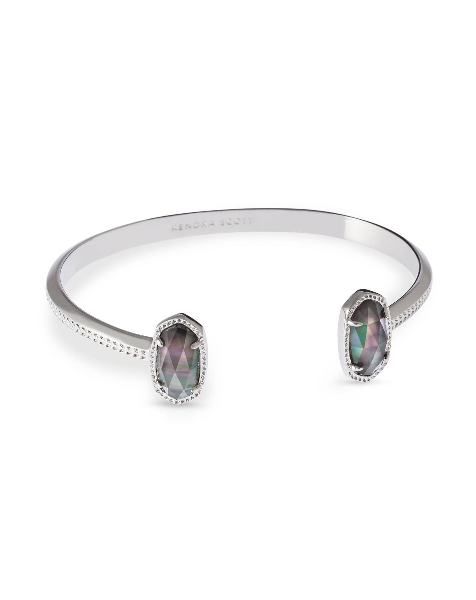 Elton Silver Cuff Bracelet in Black Mother-of-Pearl
