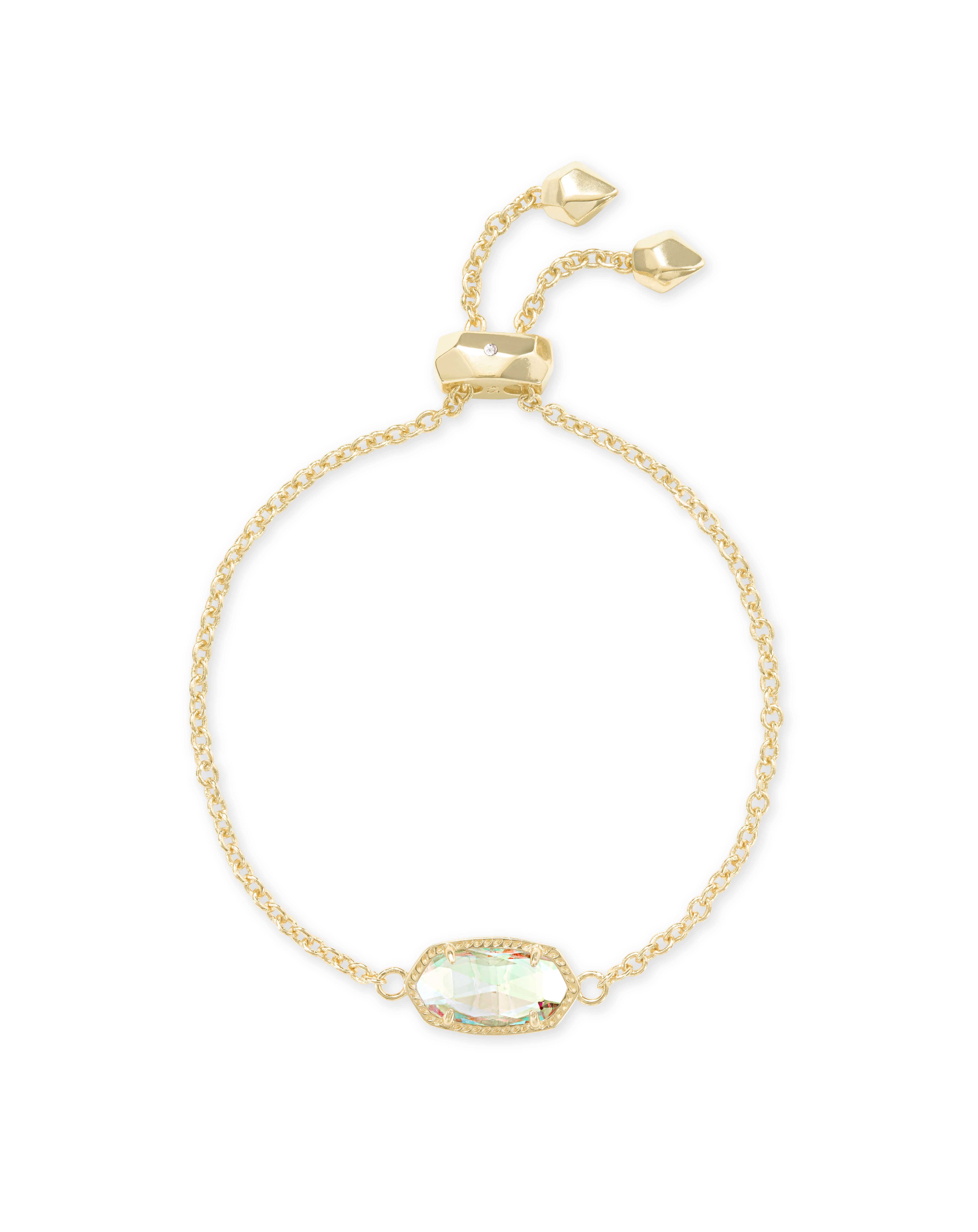 Elaina Gold Adjustable Chain Bracelet in Dichroic Glass