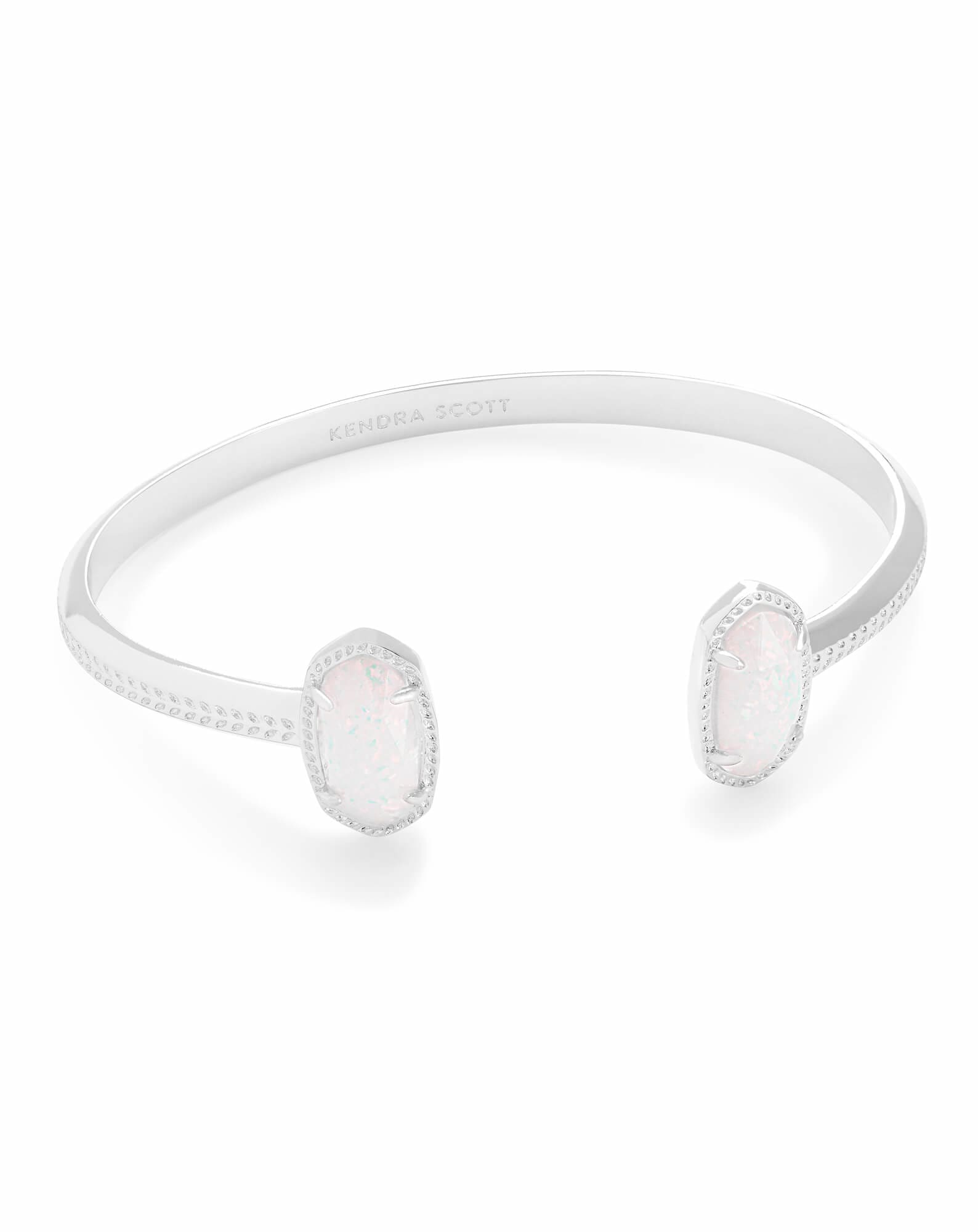 Elton Silver Cuff Bracelet White Lab Grown Opal