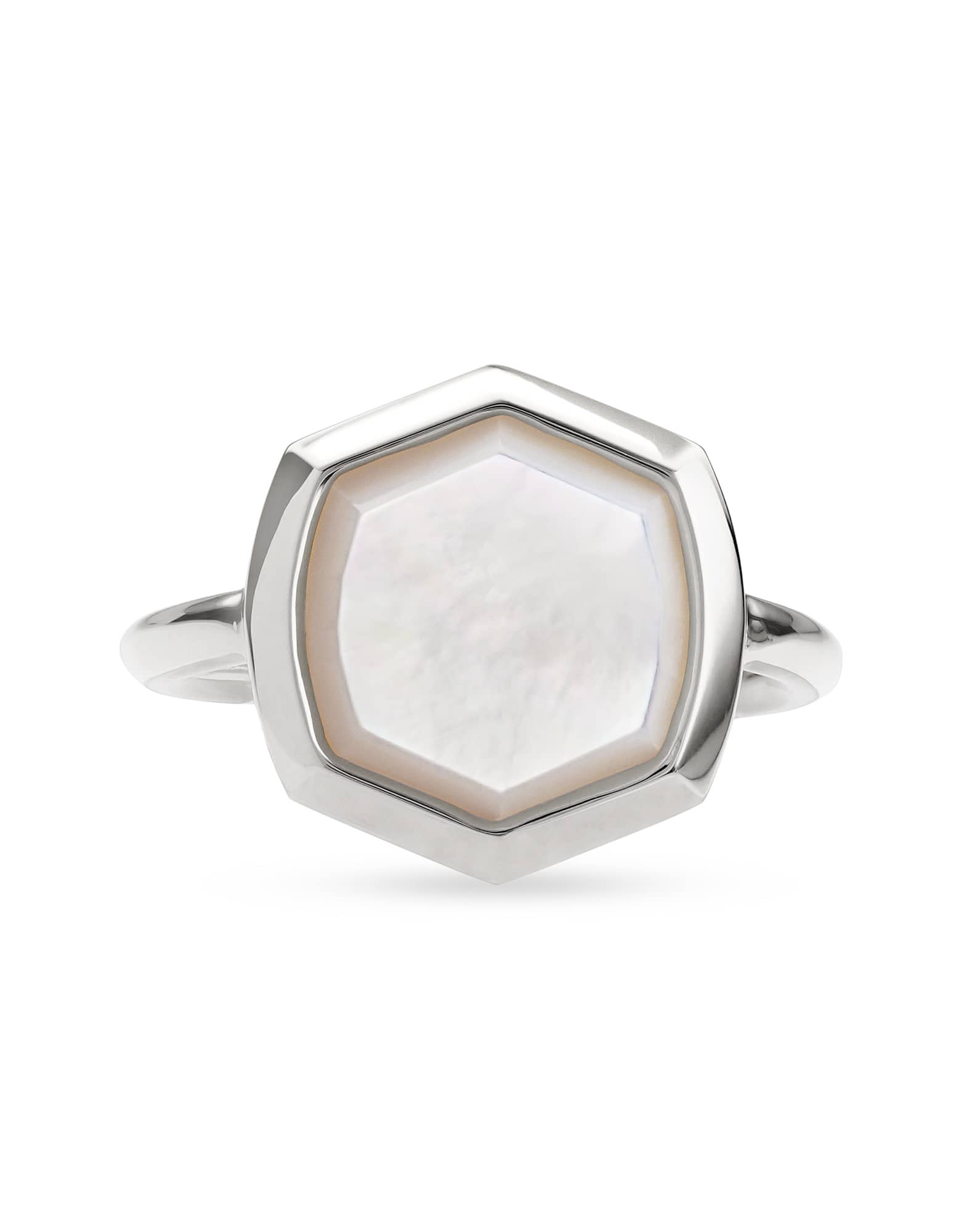 Davis Sterling Silver Cocktail Ring in Ivory Mother-of-Pearl