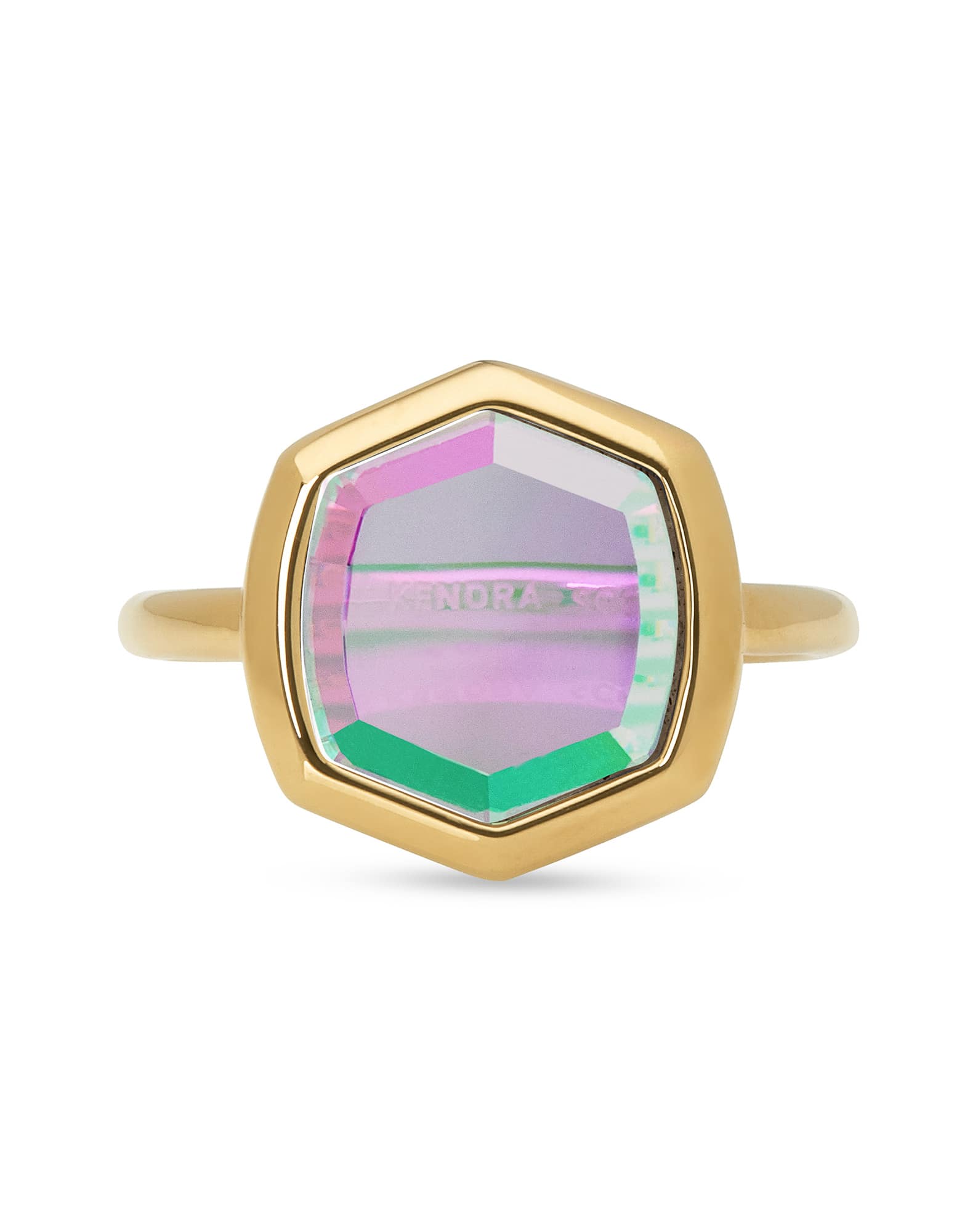 Davis 18k Gold Vermeil Cocktail Ring in Dichroic Glass