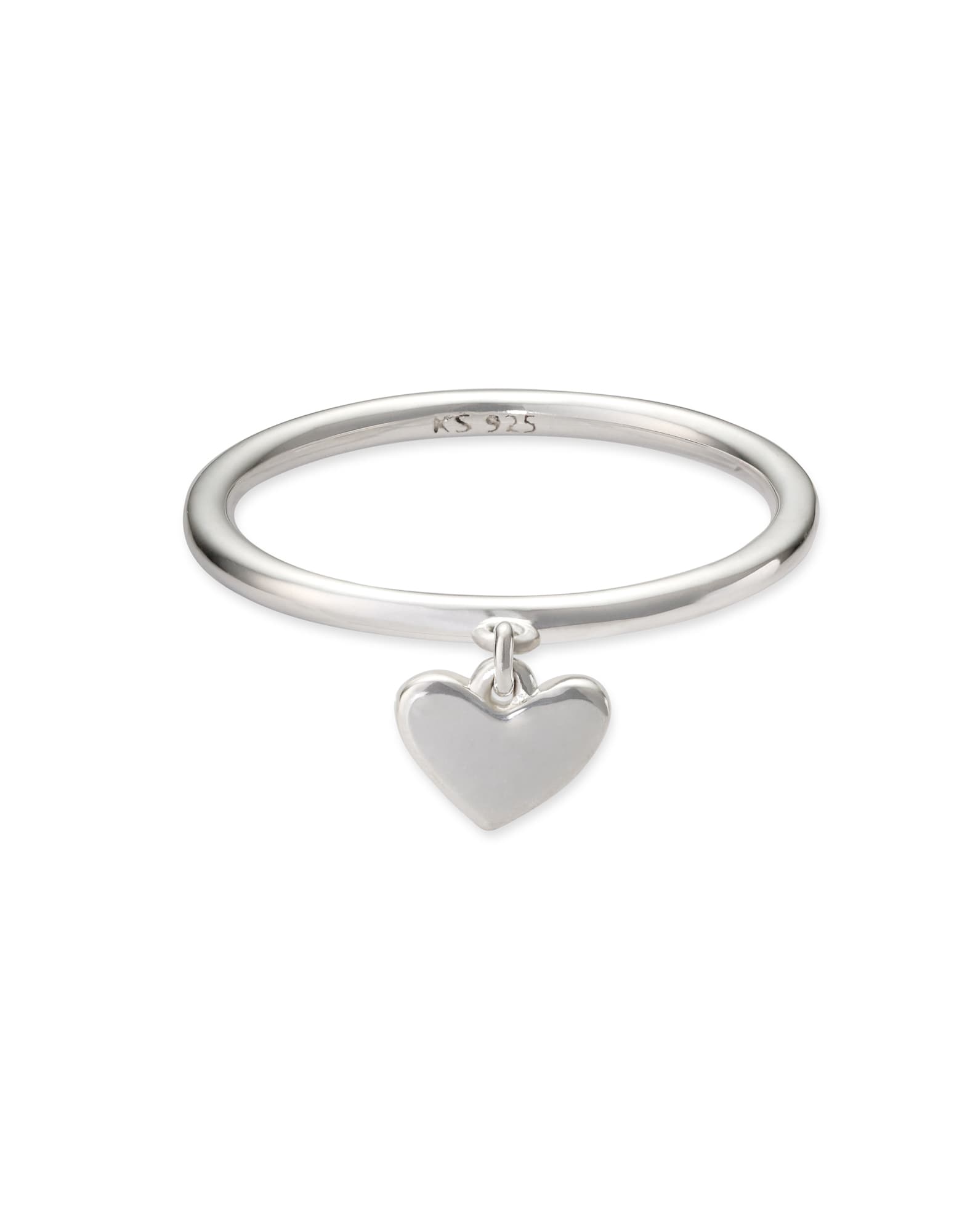 Ari Heart Charm Band Ring in Sterling Silver