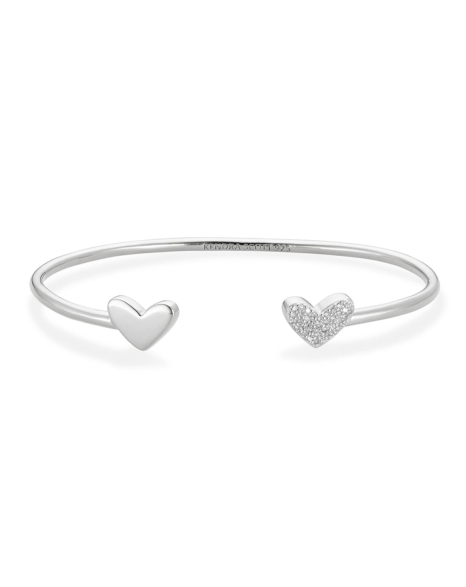Ari Heart Sterling Silver Cuff Bracelet in White Diamond