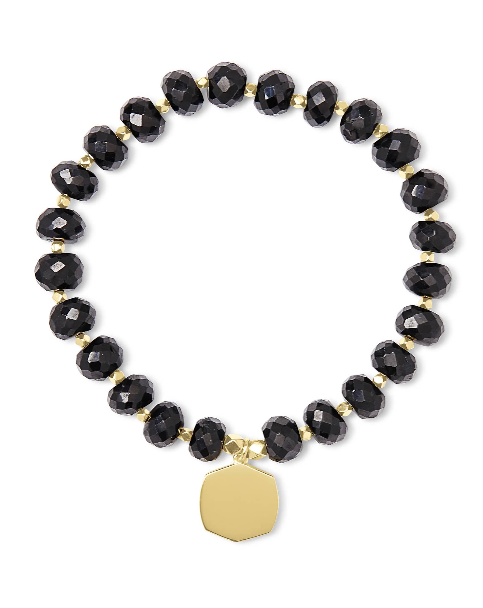 Davis 18k Gold Vermeil Beaded Bracelet in Black Spinel