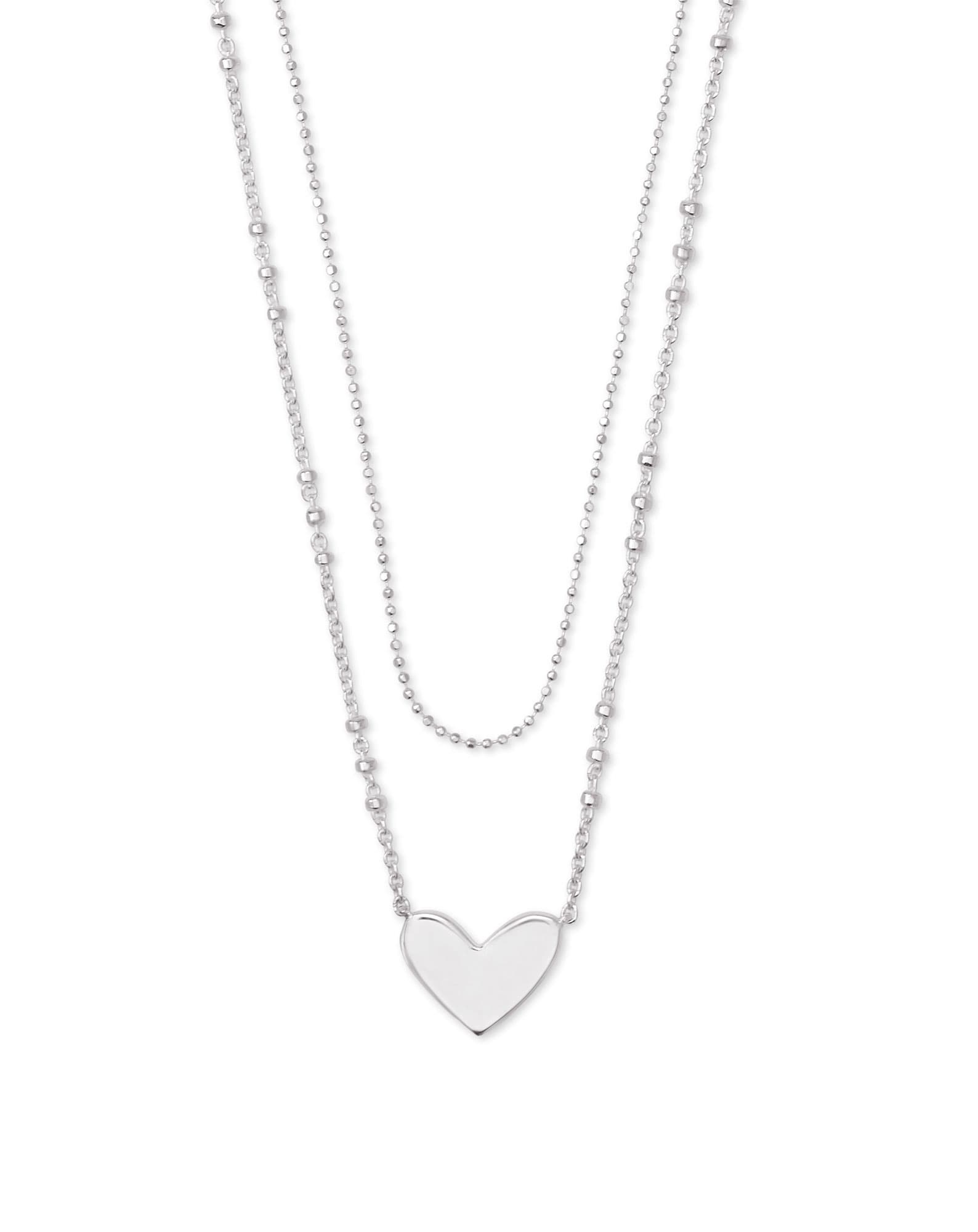 Ari Heart Multi Strand Necklace in Sterling Silver