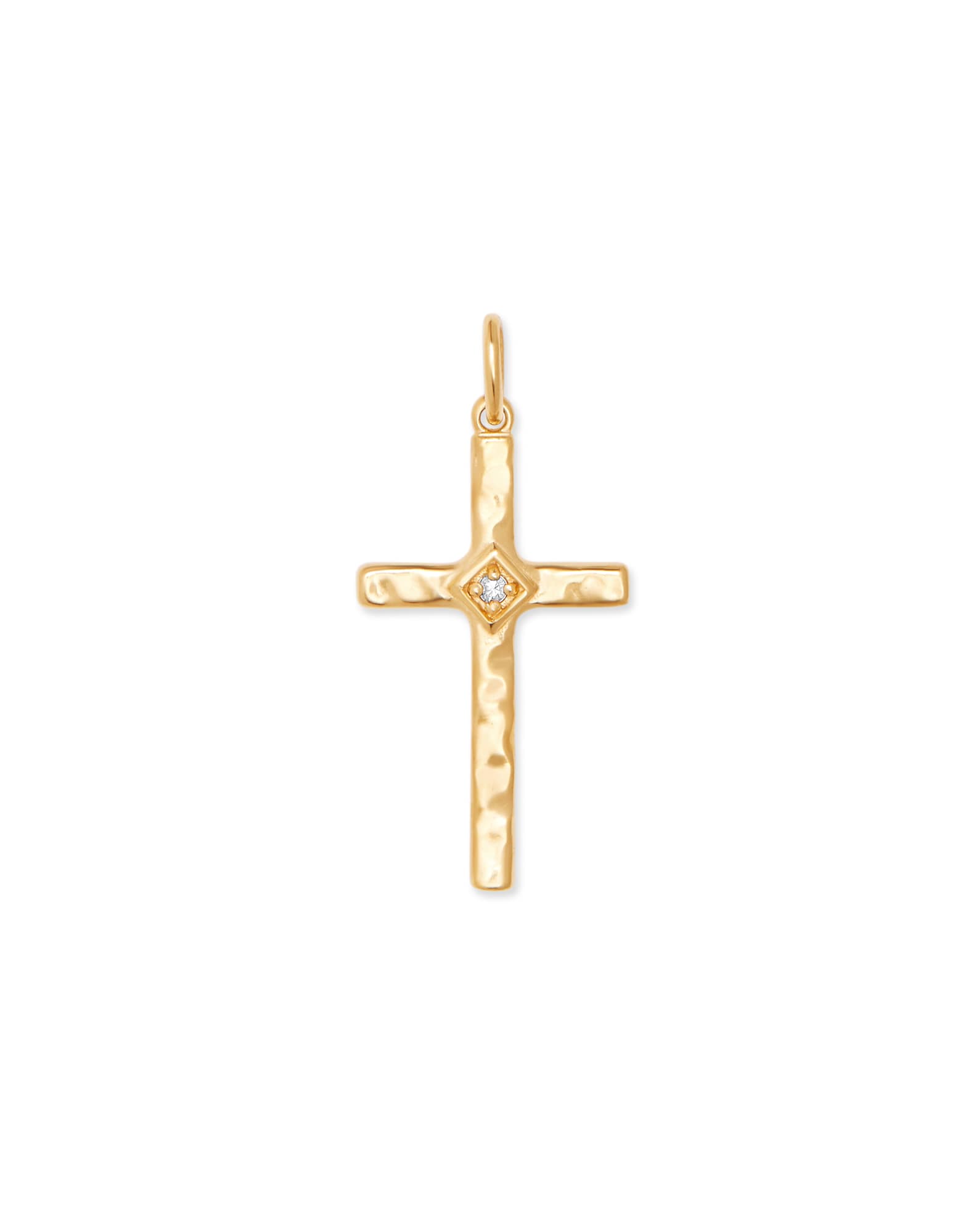 Accented Cross 18k Gold Vermeil Charm in White Sapphire