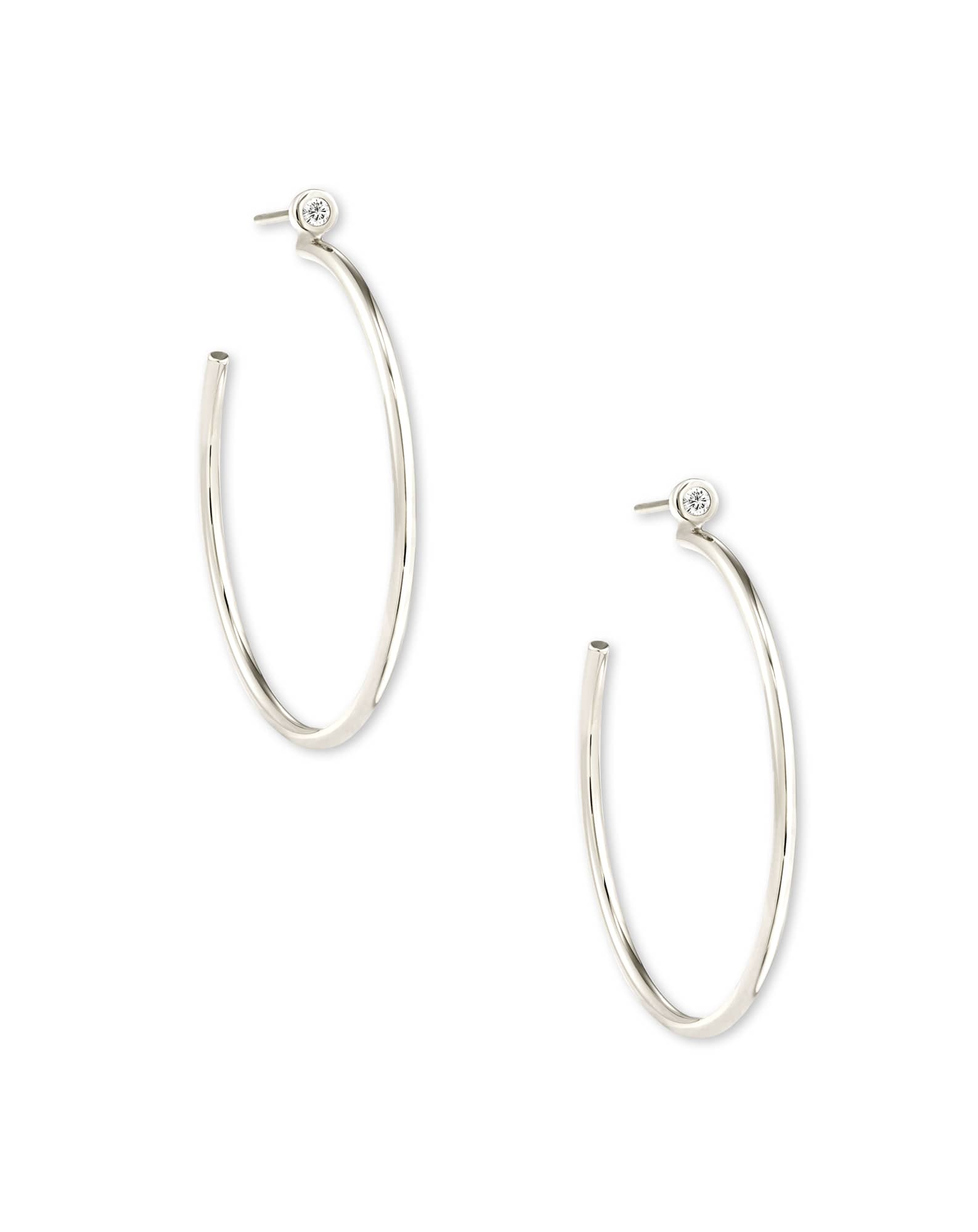 Audrey 14k White Gold Hoop Earrings in White Diamond