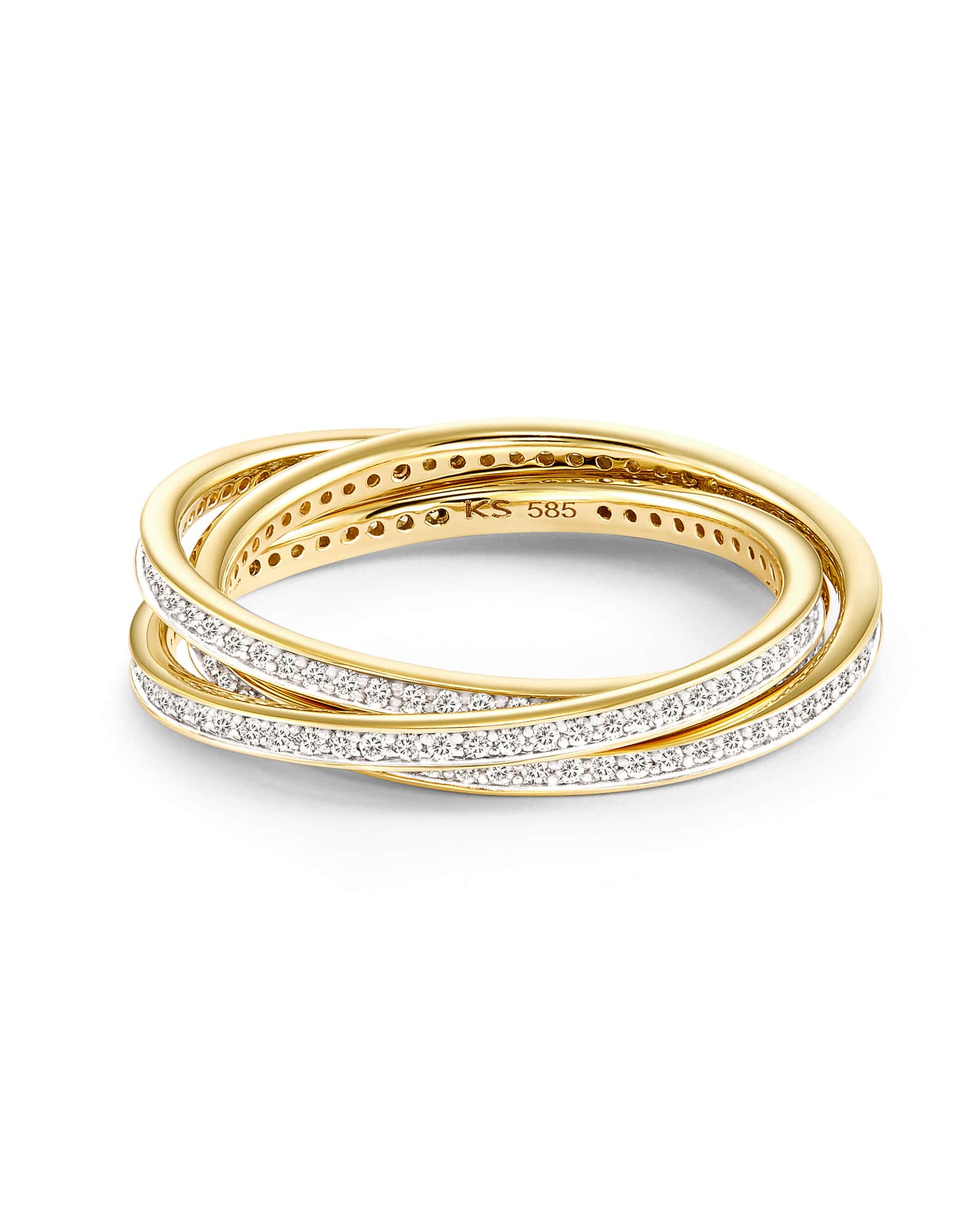 0.72 ct Jordyn 14k Yellow Gold Triple Band Ring in White Diamond