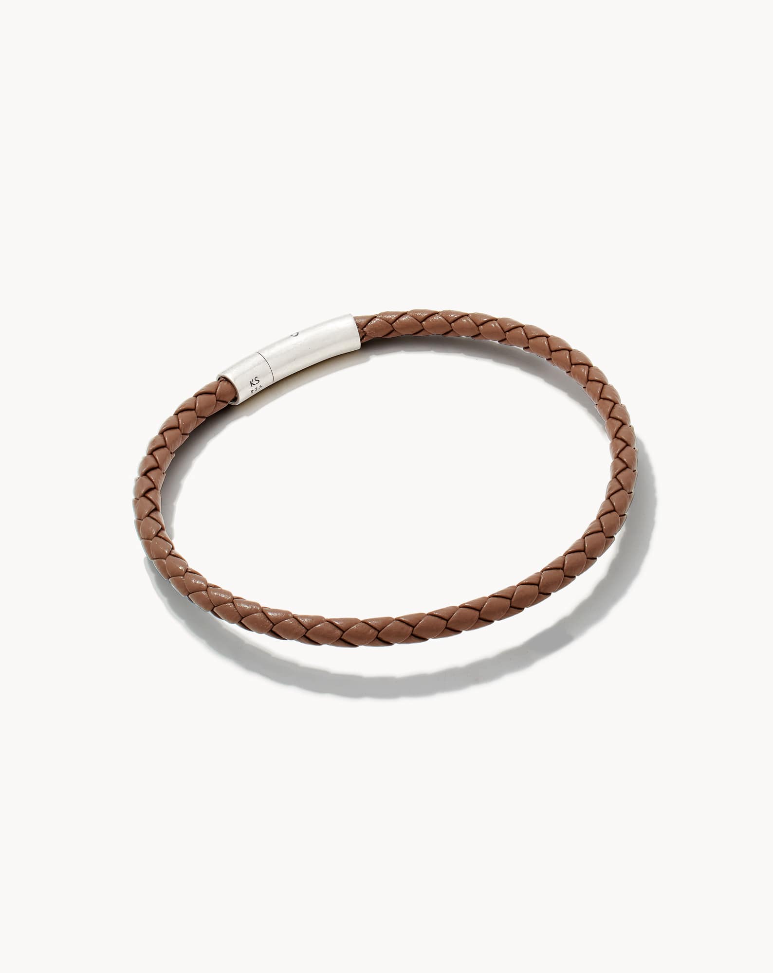 Evans Oxidized Sterling Silver Corded Bracelet in Taupe Leather