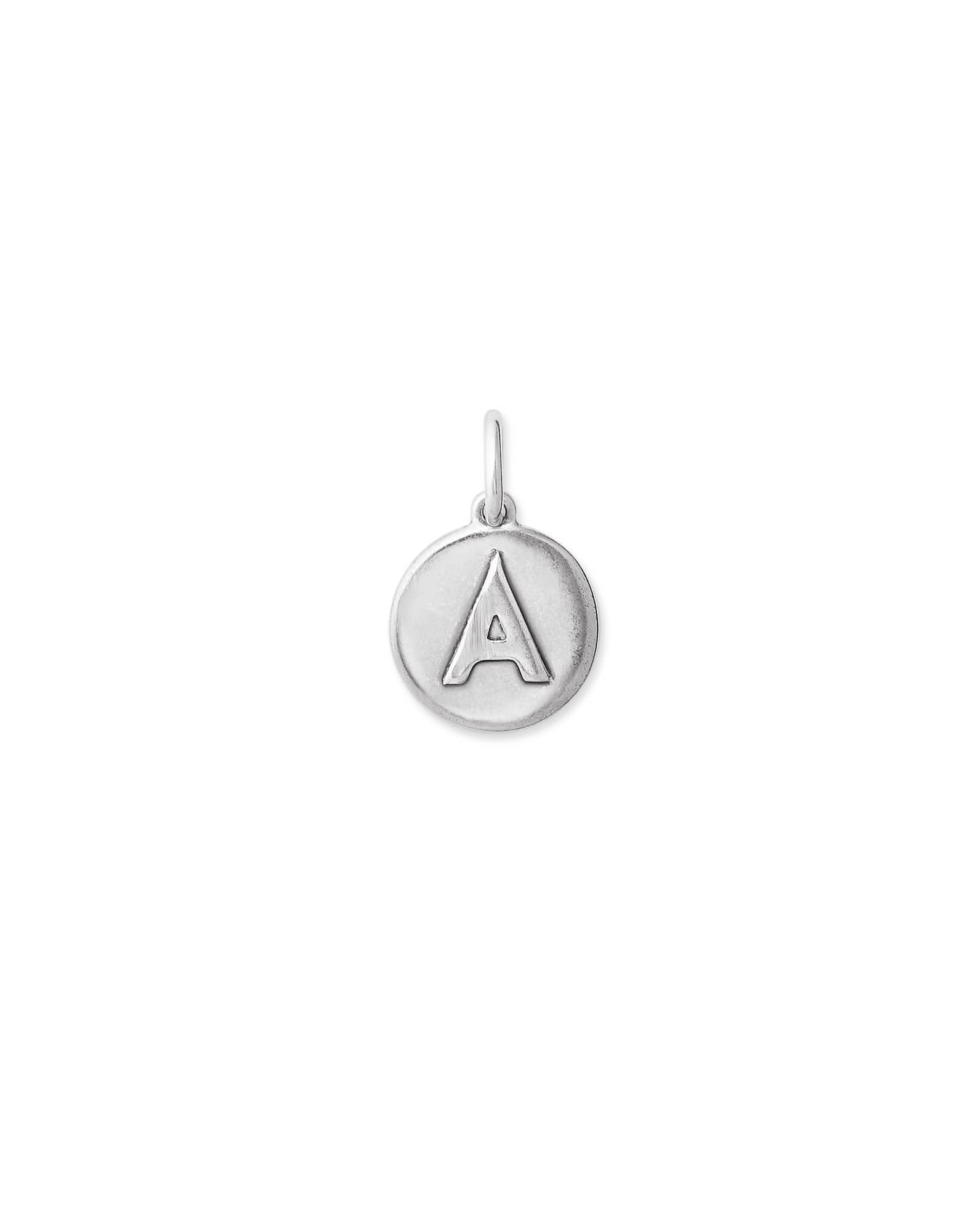 Letter A Coin Charm in Oxidized Sterling Silver