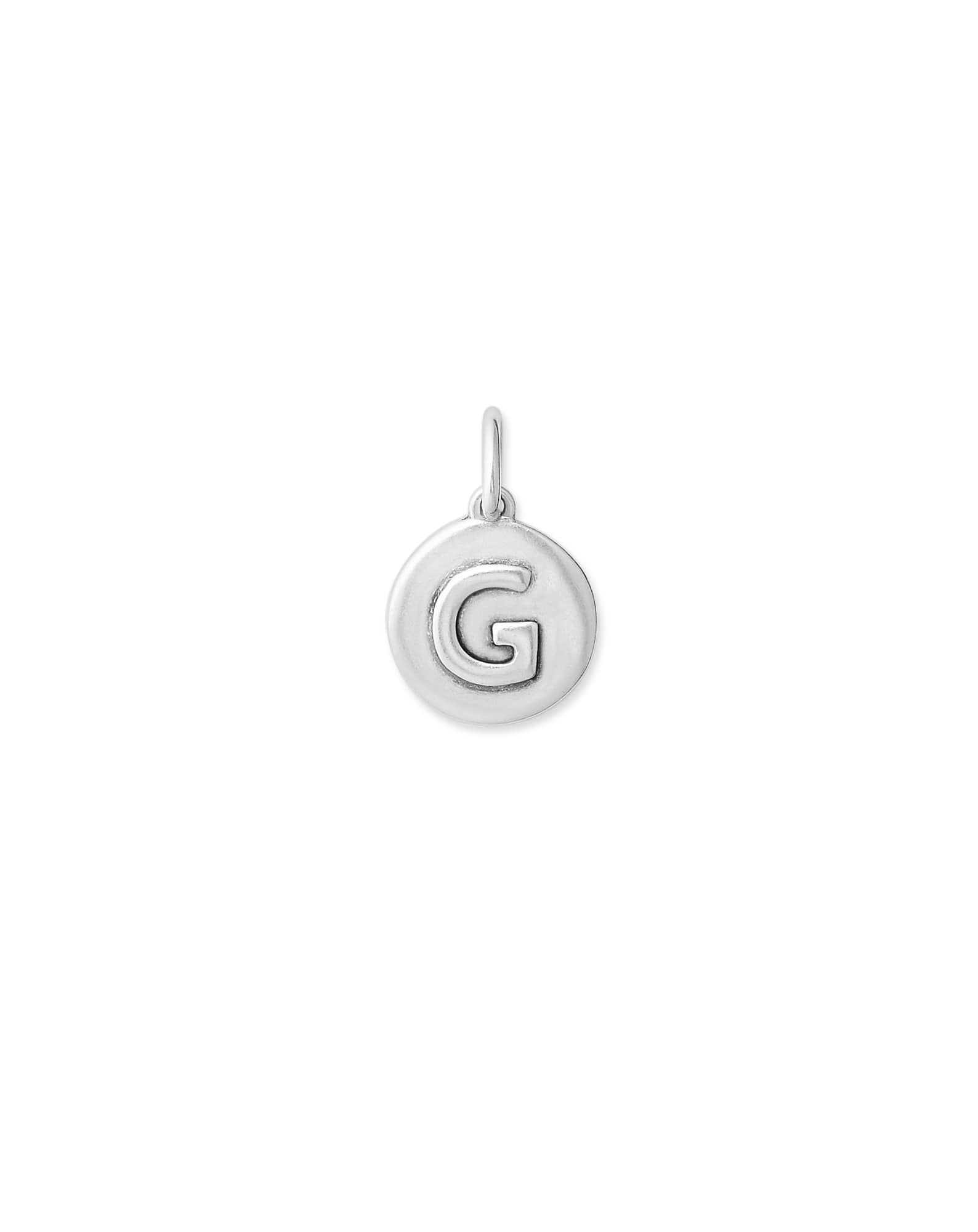 Letter G Coin Charm in Oxidized Sterling Silver