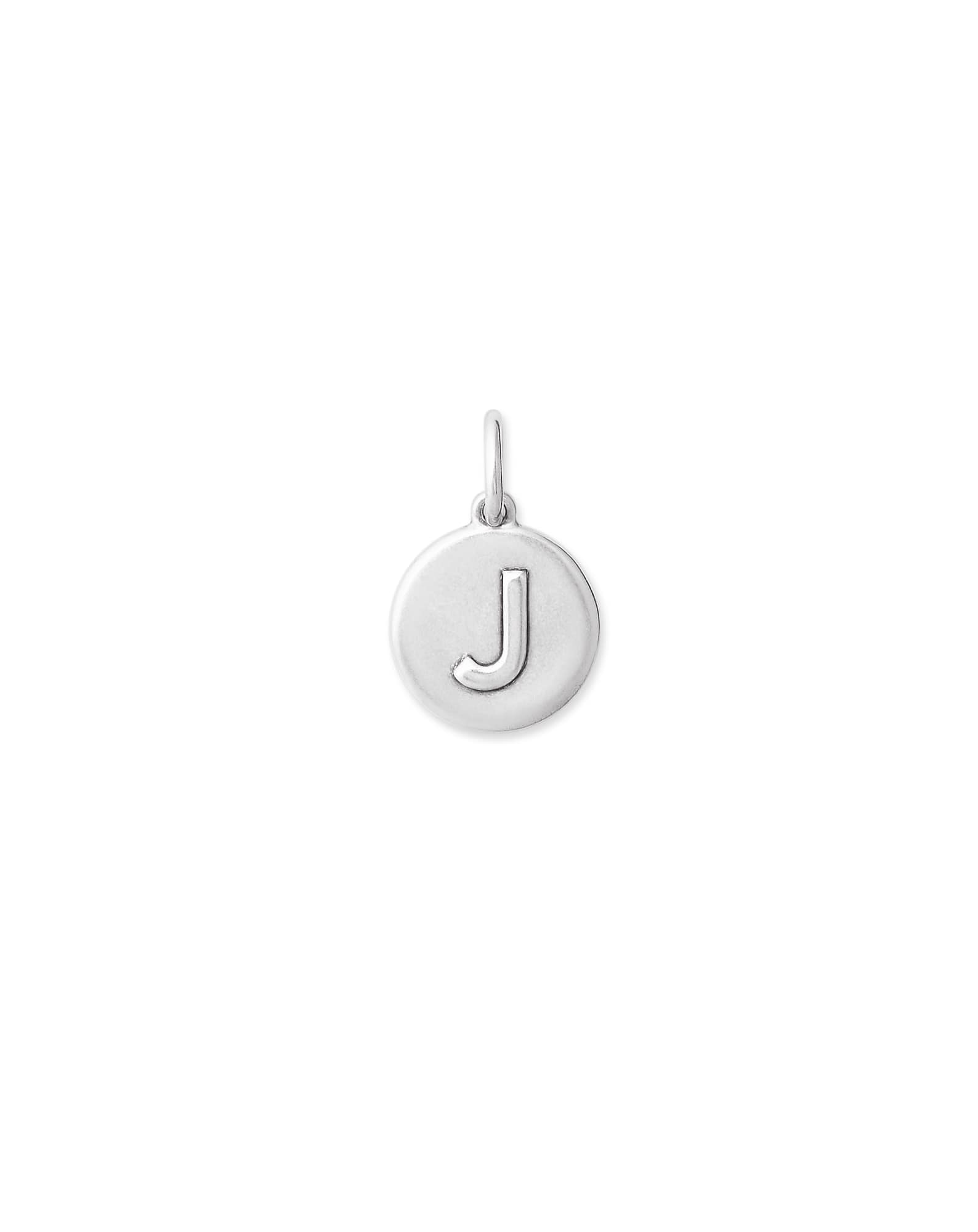 Letter J Coin Charm in Oxidized Sterling Silver