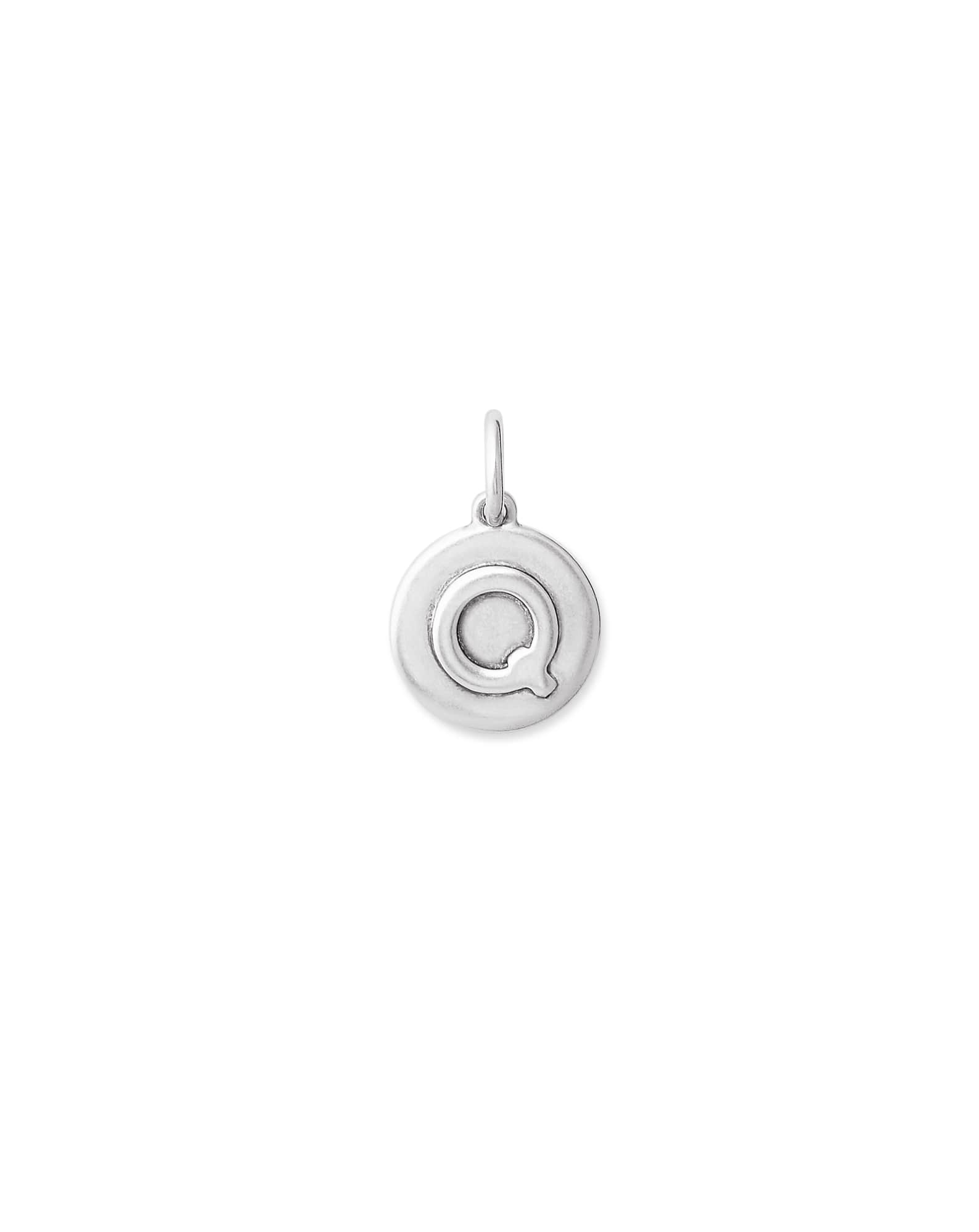 Letter Q Coin Charm in Oxidized Sterling Silver