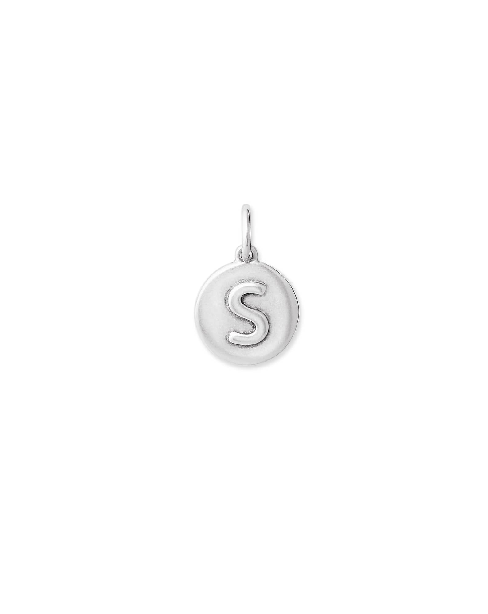 Letter S Coin Charm in Oxidized Sterling Silver