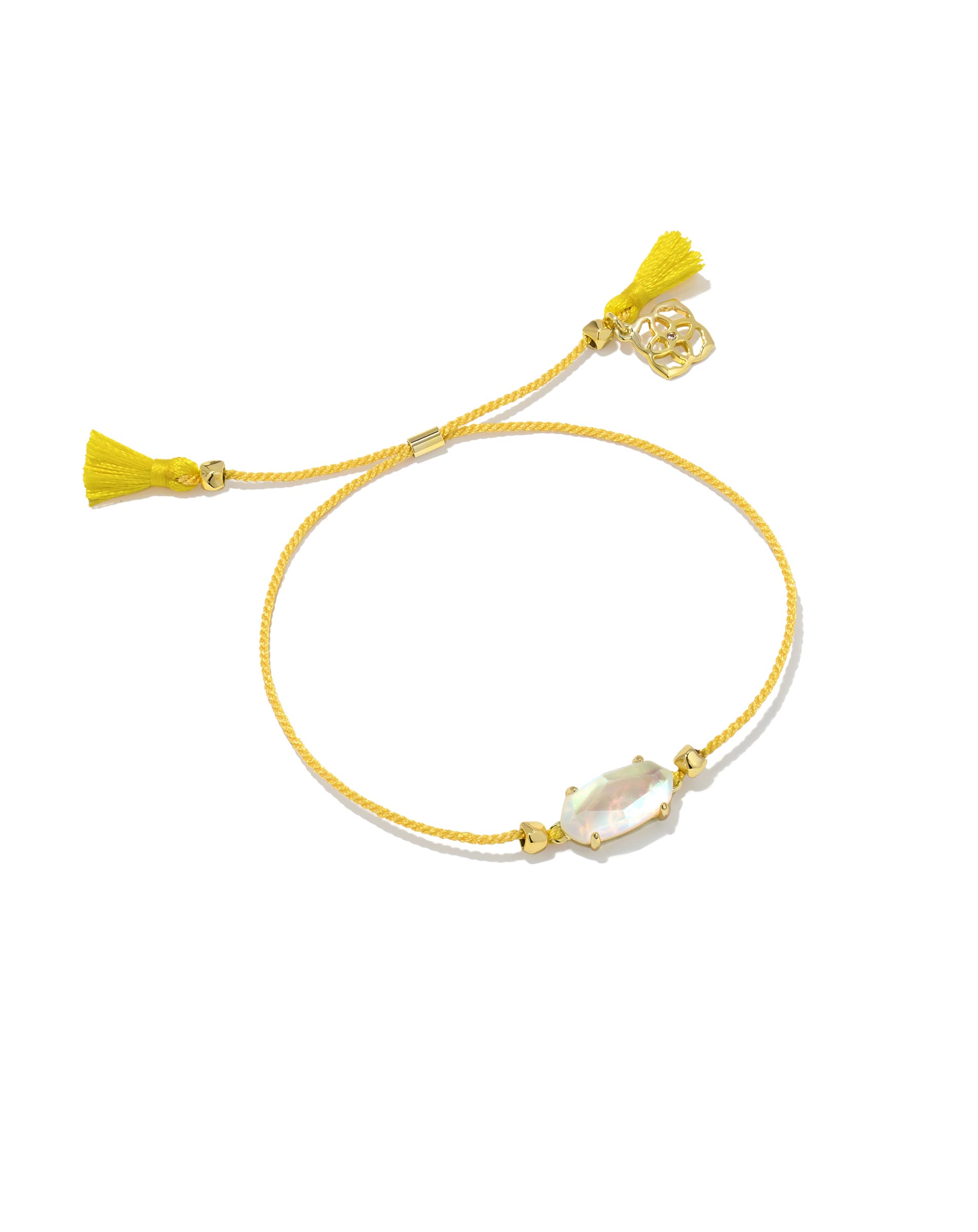 Everlyne Yellow Cord Friendship Bracelet in Dichroic Glass