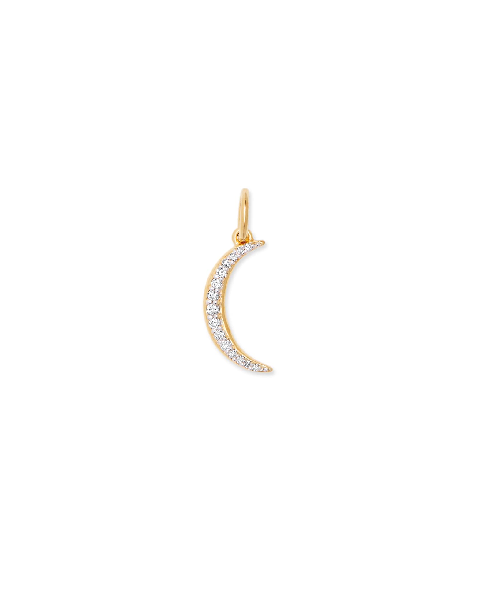 Crescent Moon 18k Gold Vermeil Charm in White Diamond