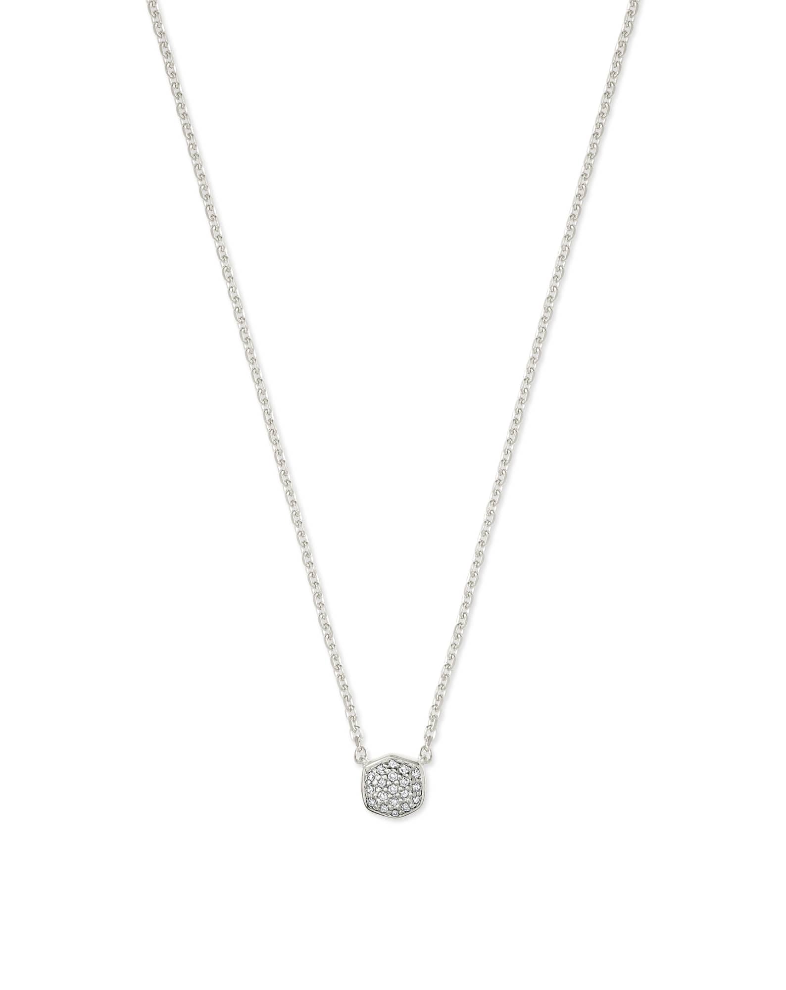 Davie Sterling Silver Pave Pendant Necklace in White Diamond