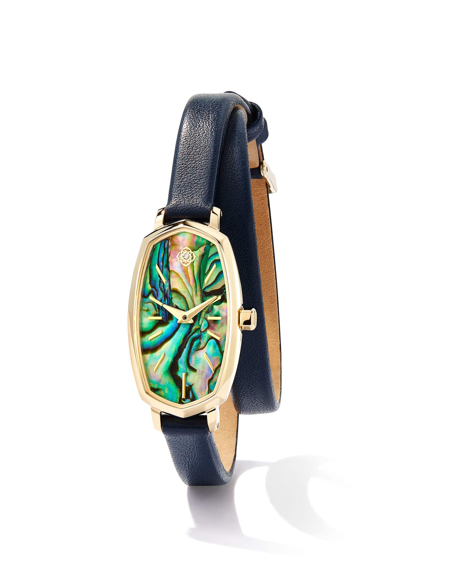Elle Gold Tone Stainless Steel Leather Wrap Watch in Abalone