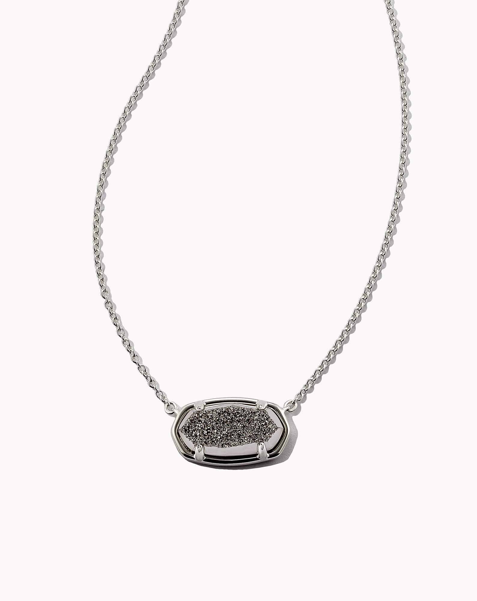 Elisa Sterling Silver Pendant Necklace in Platinum Drusy