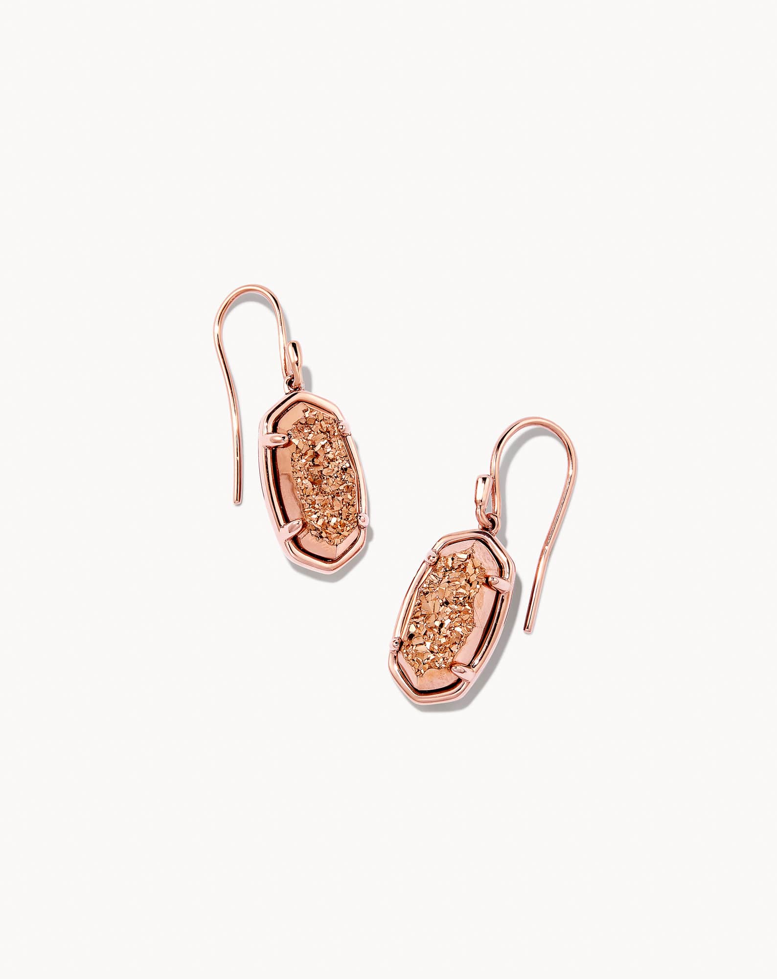 Lee 18k Rose Gold Vermeil Drop Earrings in Rose Gold Drusy