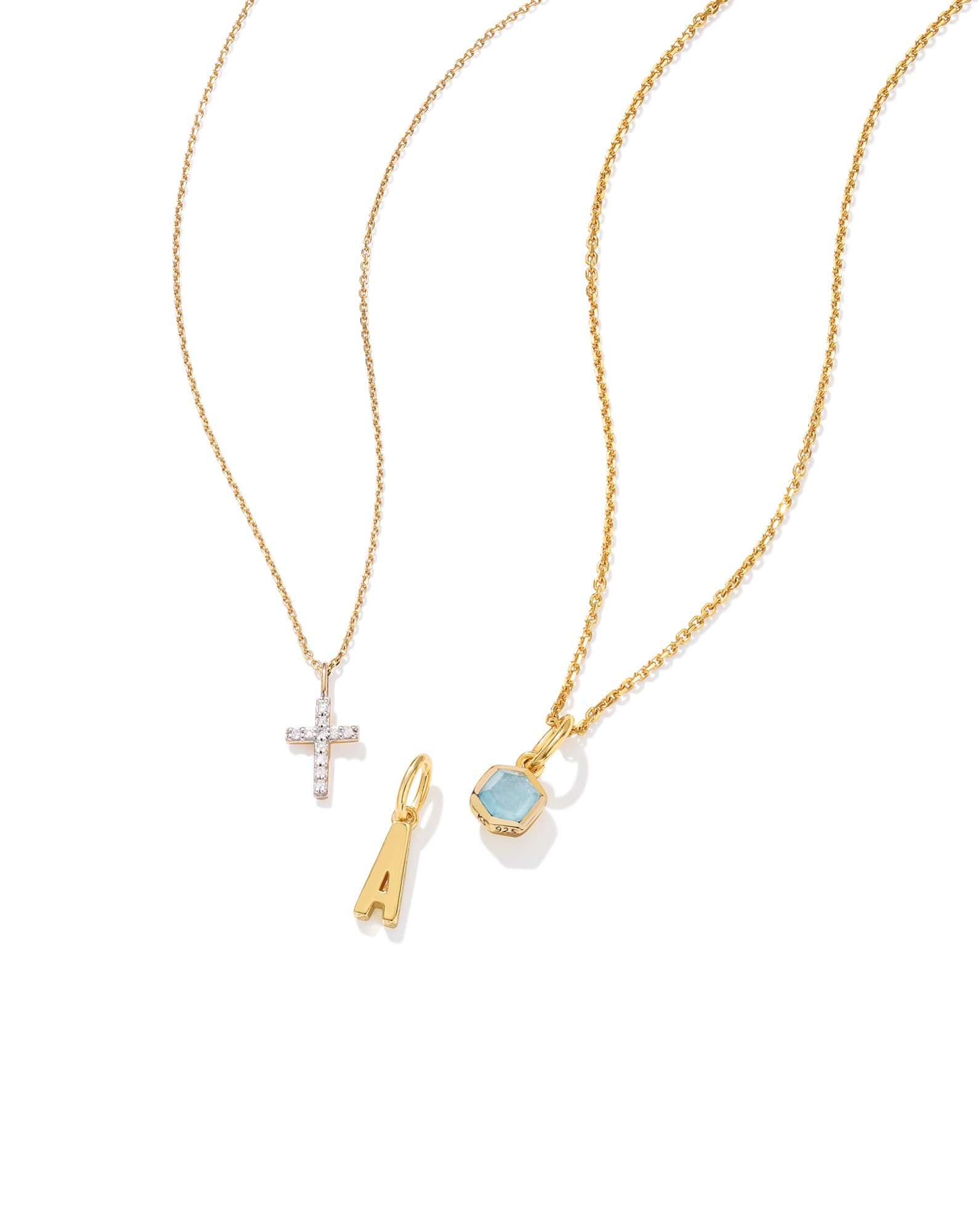 Birthstone, Cross, and Letter Necklace Set, , large