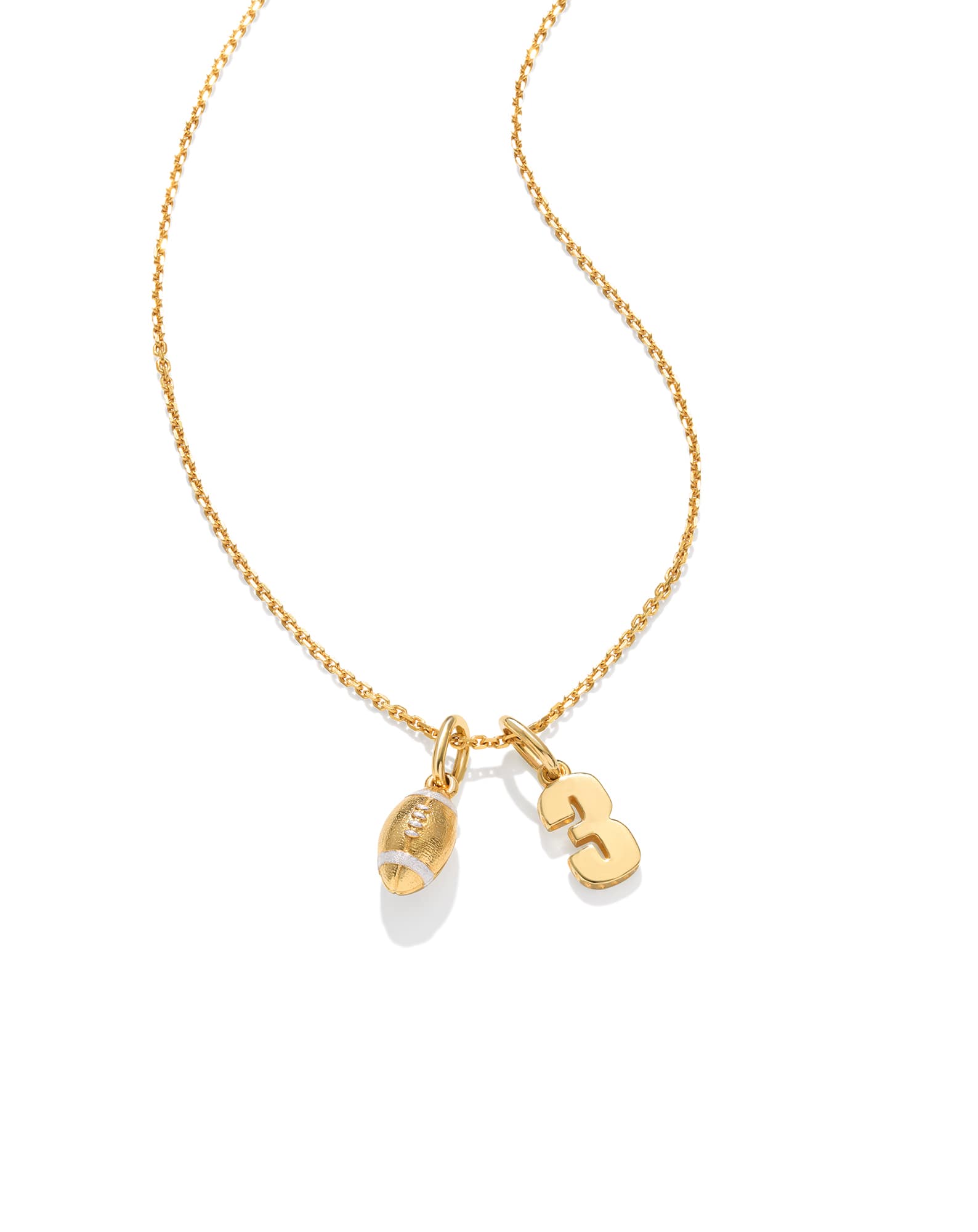 Football and Number Charm Necklace Set, , large