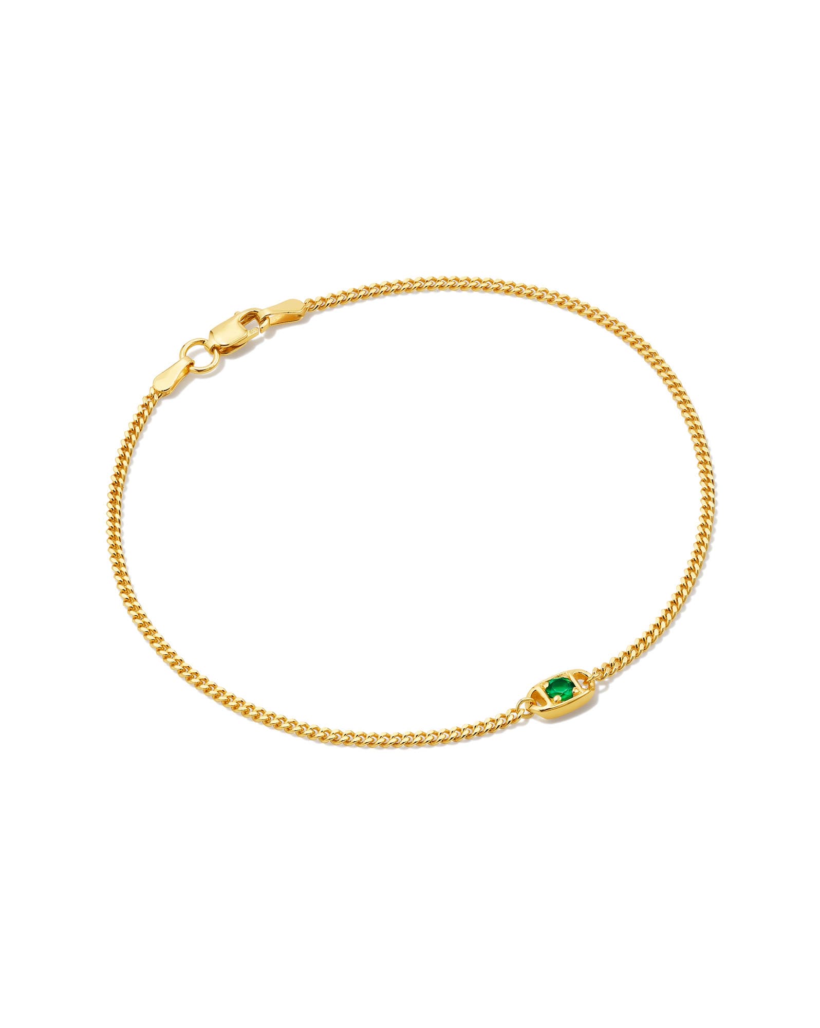 Delaney 18k Gold Vermeil Curb Chain Bracelet in Green Onyx