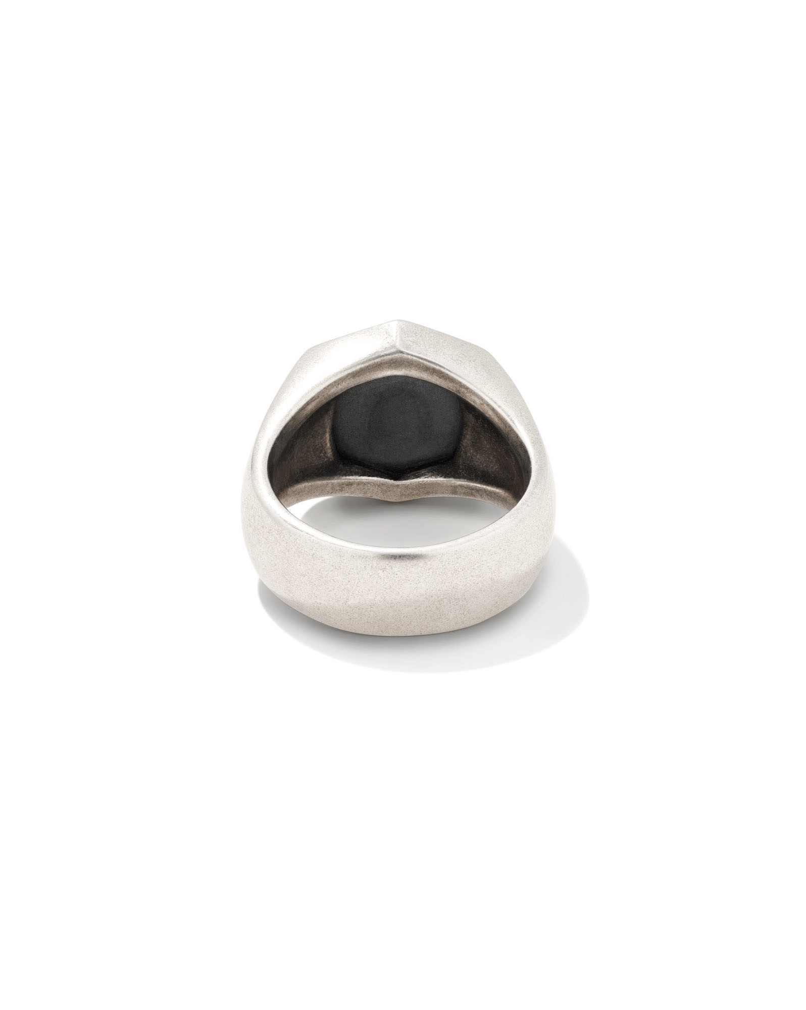 Hicks Oxidized Sterling Silver Stone Signet Ring in Black Hematite