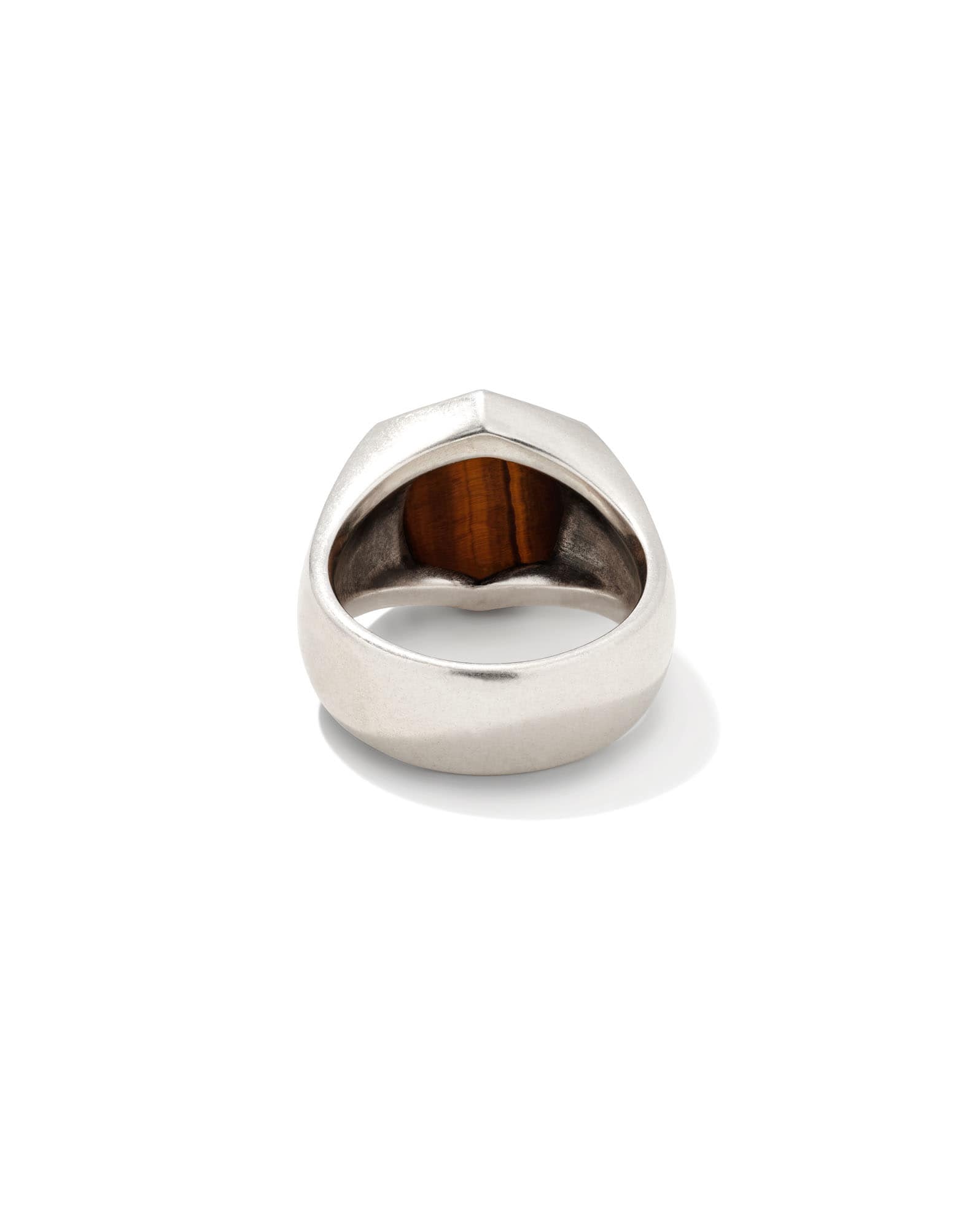 Hicks Oxidized Sterling Silver Stone Signet Ring in Brown Tiger’s Eye