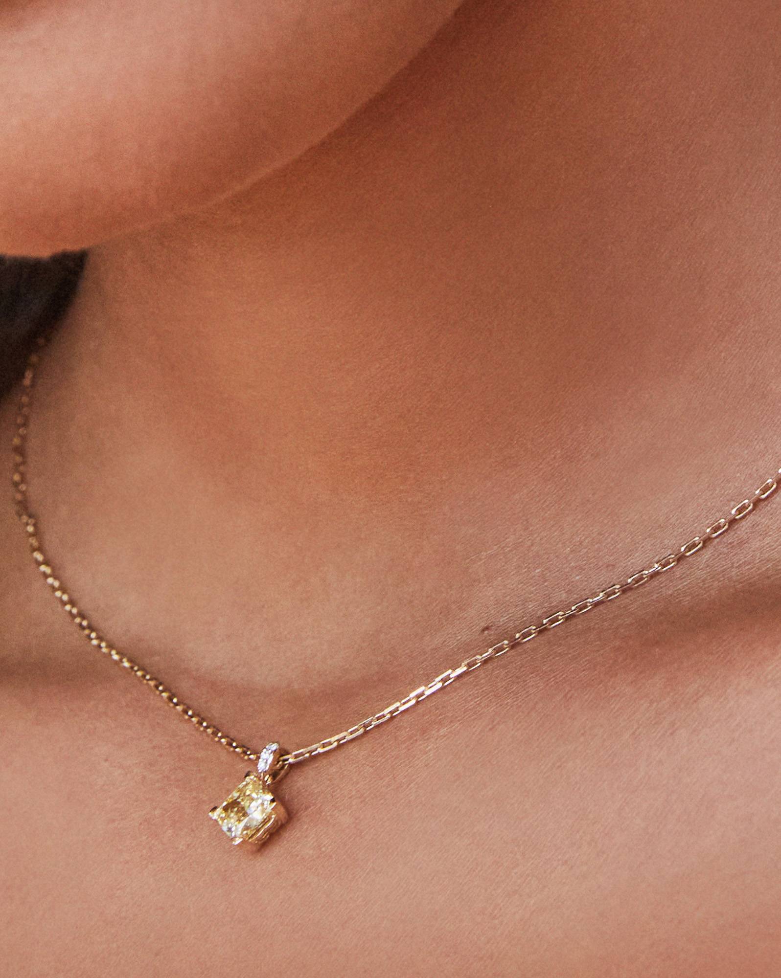 1.014 ct 20th Anniversary Dira 14k Yellow Gold Cushion Cut Pendant Necklace in Yellow Lab Grown Diamond