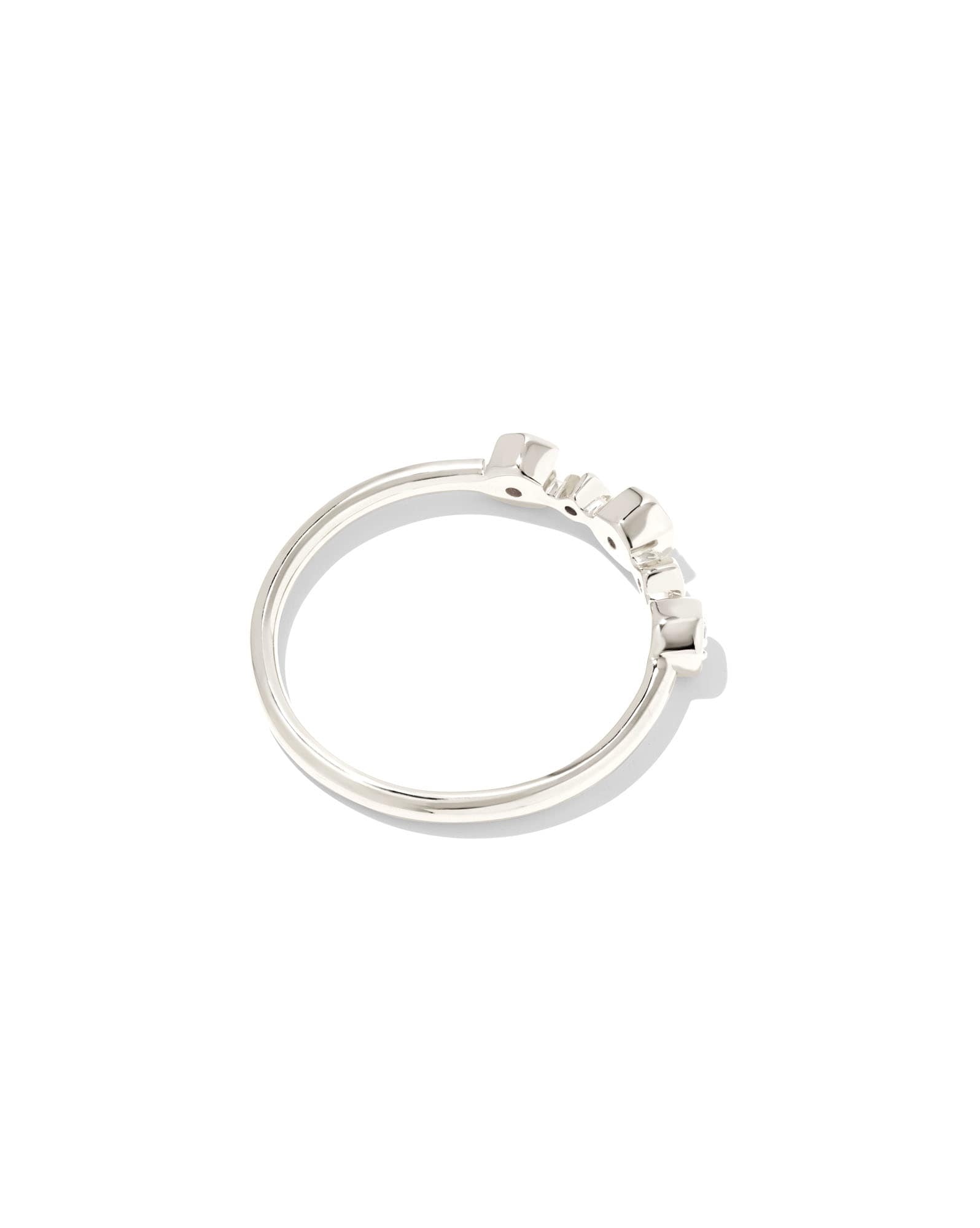 Davie Sterling Silver Trio Band Ring in White Sapphire