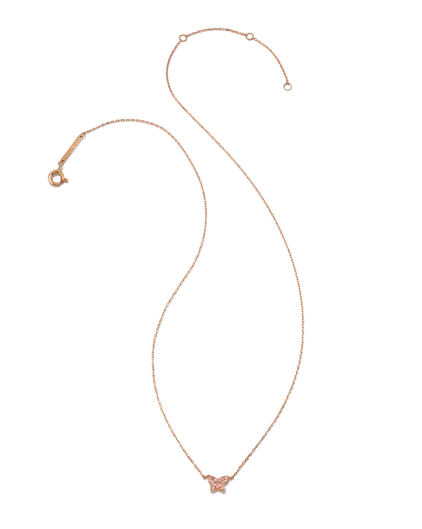Butterfly 14k Rose Gold Pendant Necklace in Pink Sapphire