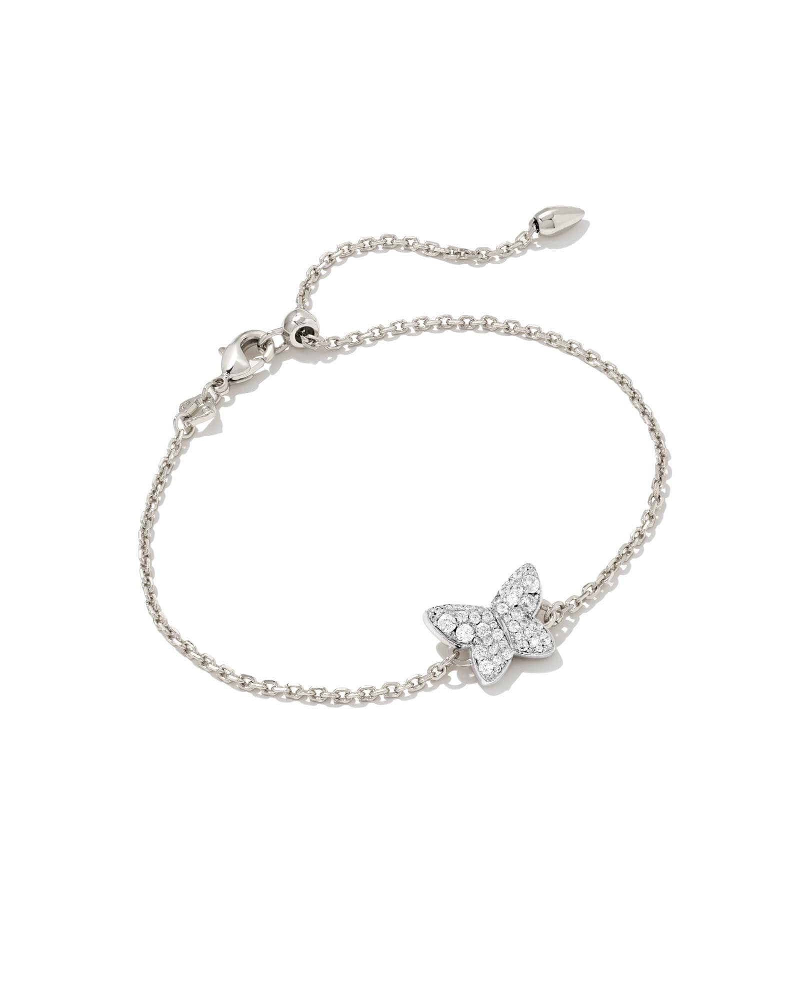 Lillia Butterfly Silver Delicate Bracelet in White CZ