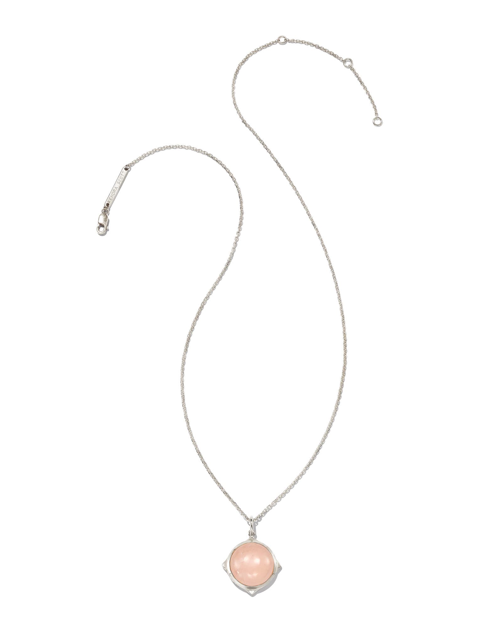 Matilda Sterling Silver Stone Charm Necklace in Rose Quartz